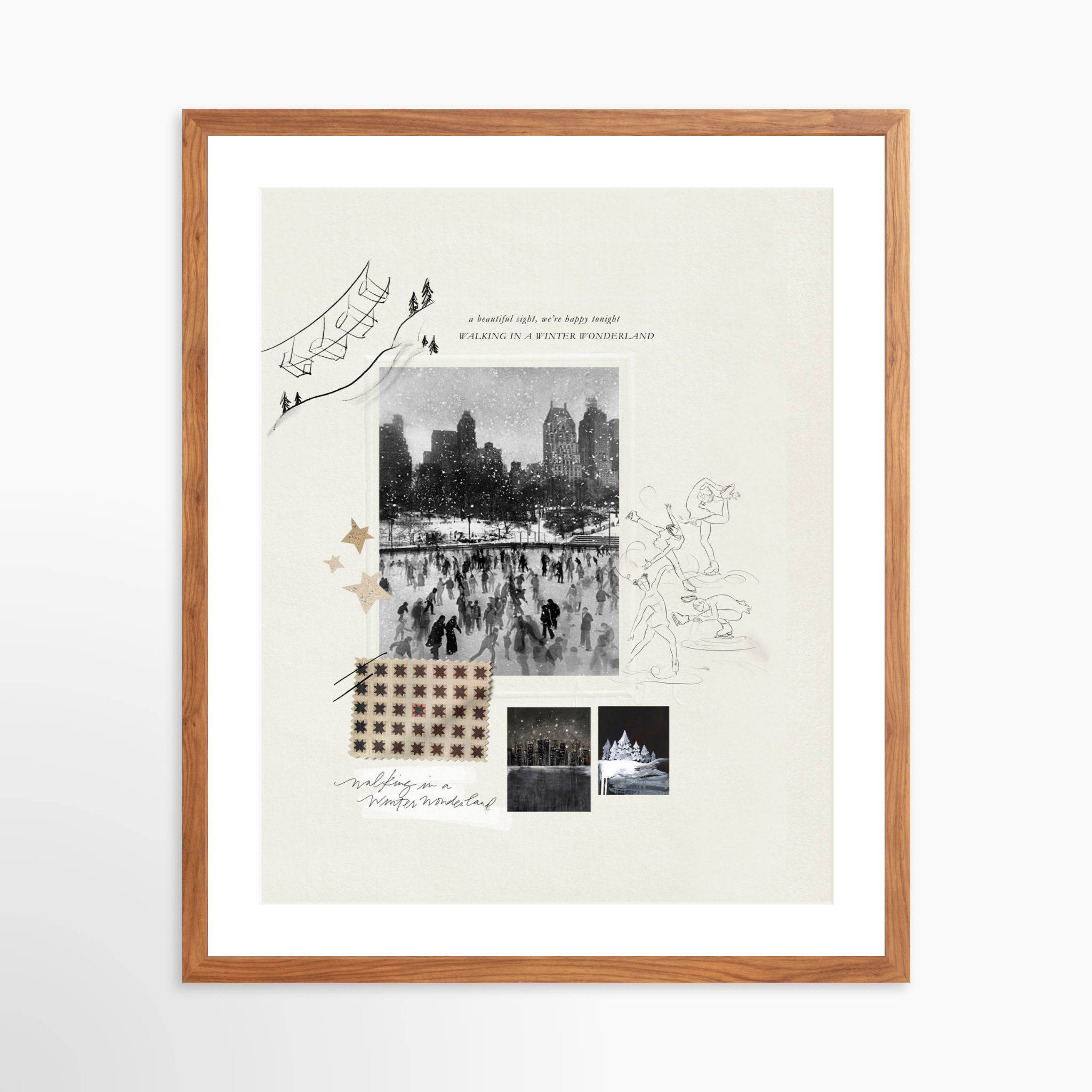 20x25 / Light Walnut Frame + White Mat