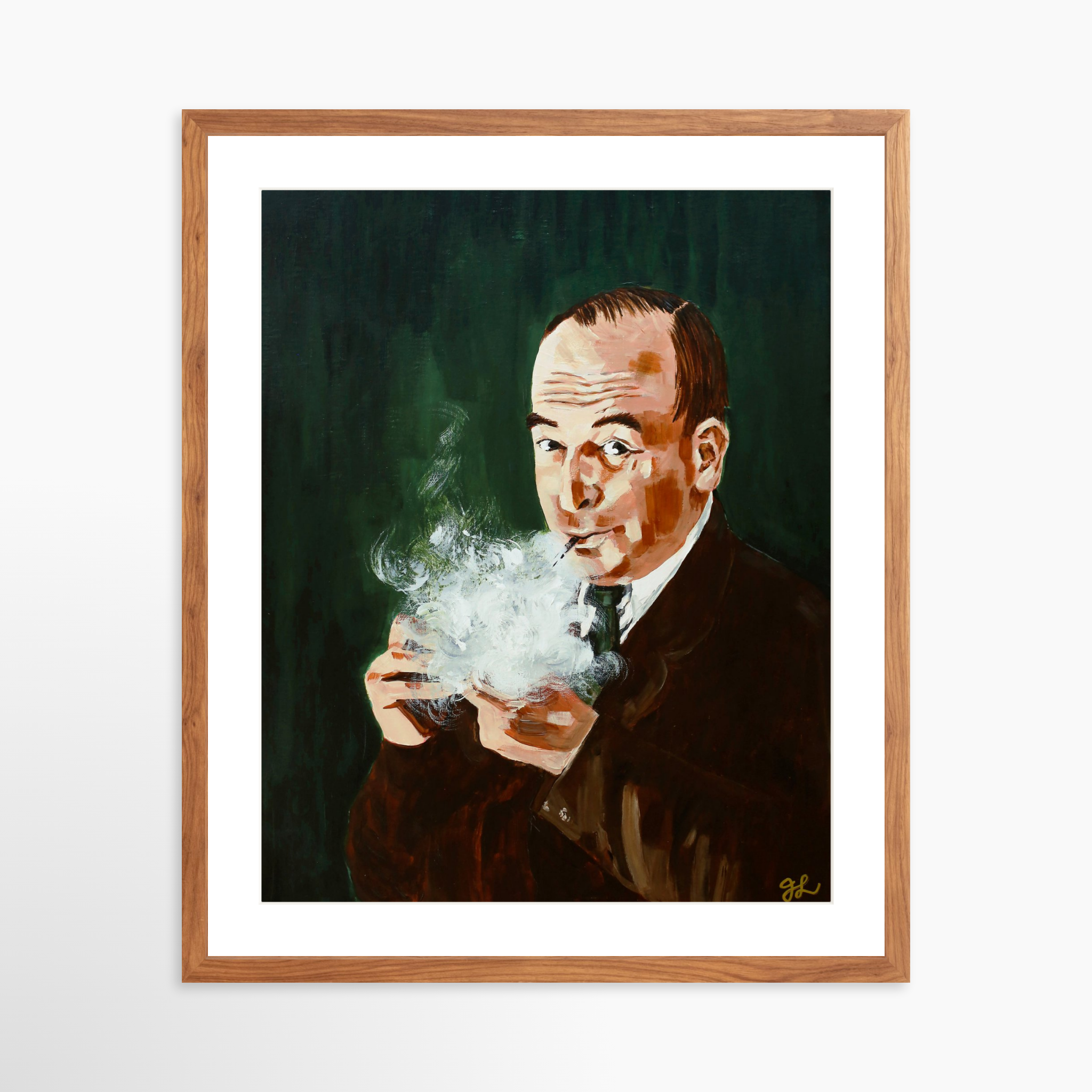 20x25 / Light Walnut Frame + White Mat