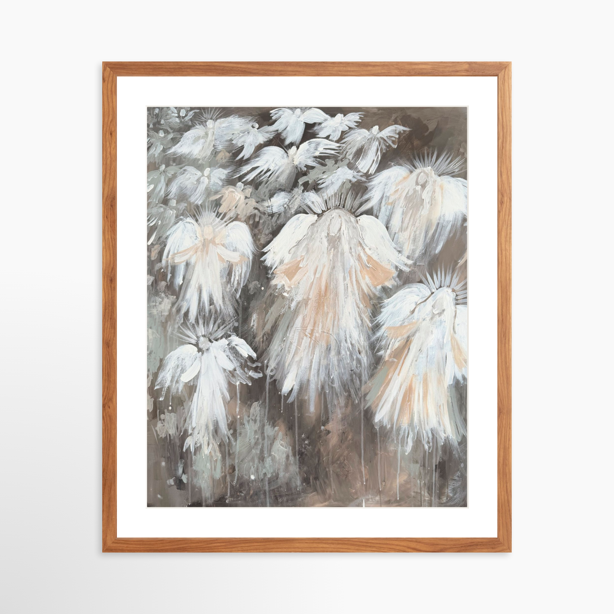 20x25 / Light Walnut Frame + White Mat