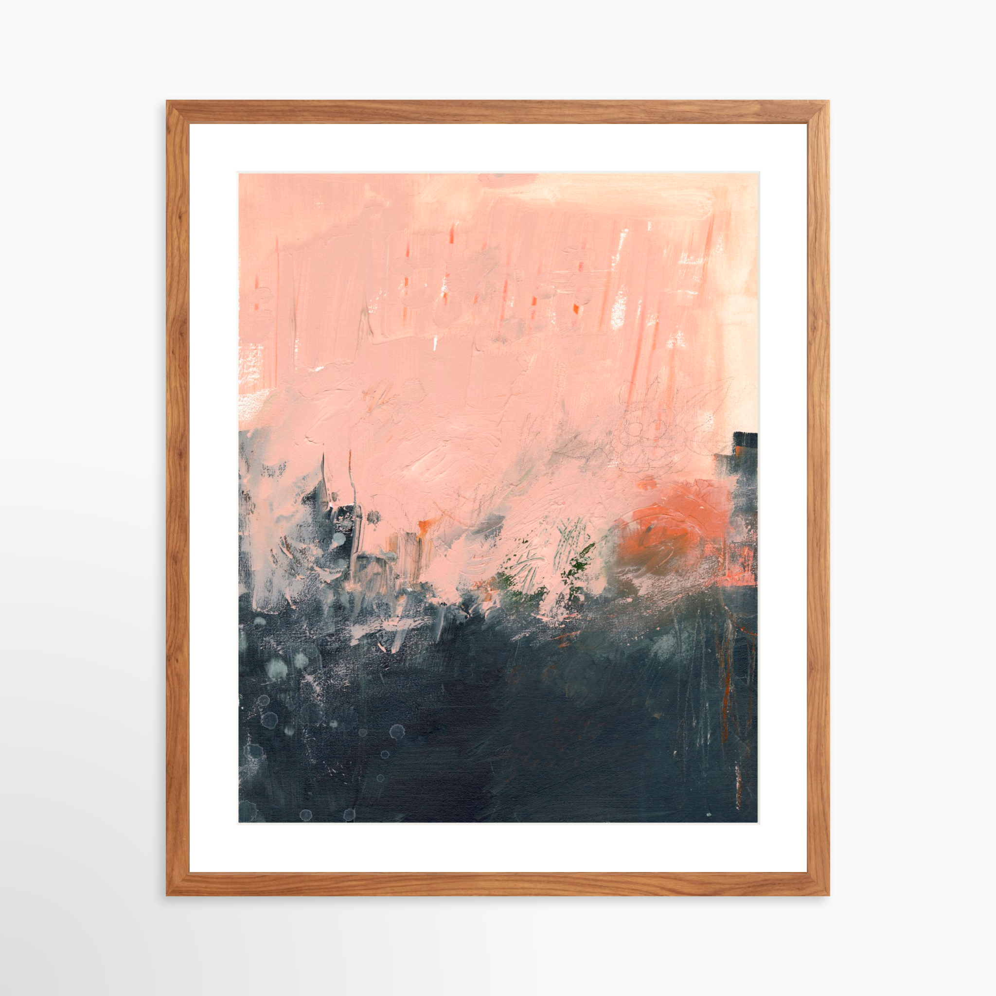 20x25 / Light Walnut Frame + White Mat
