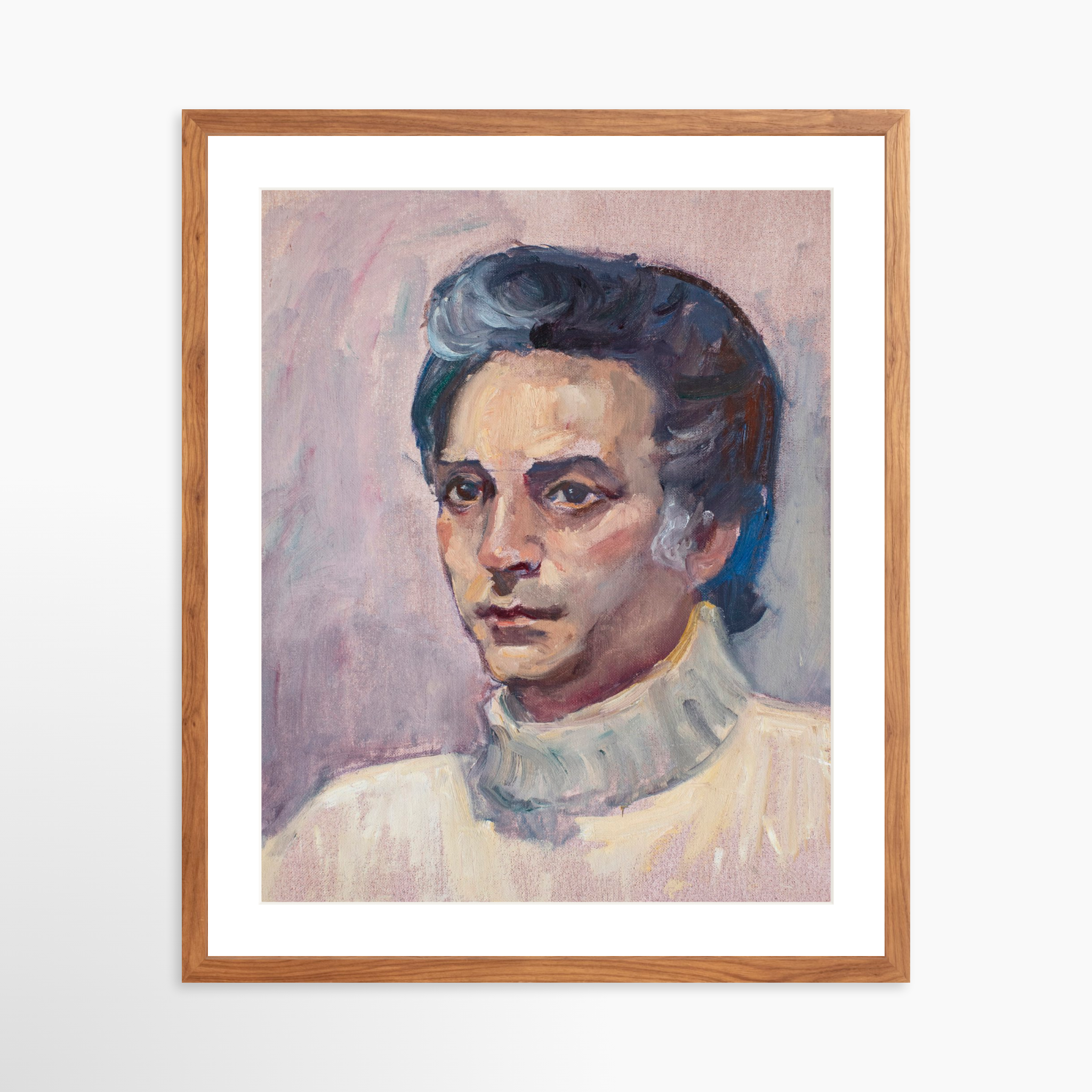 20x25 / Light Walnut Frame + White Mat