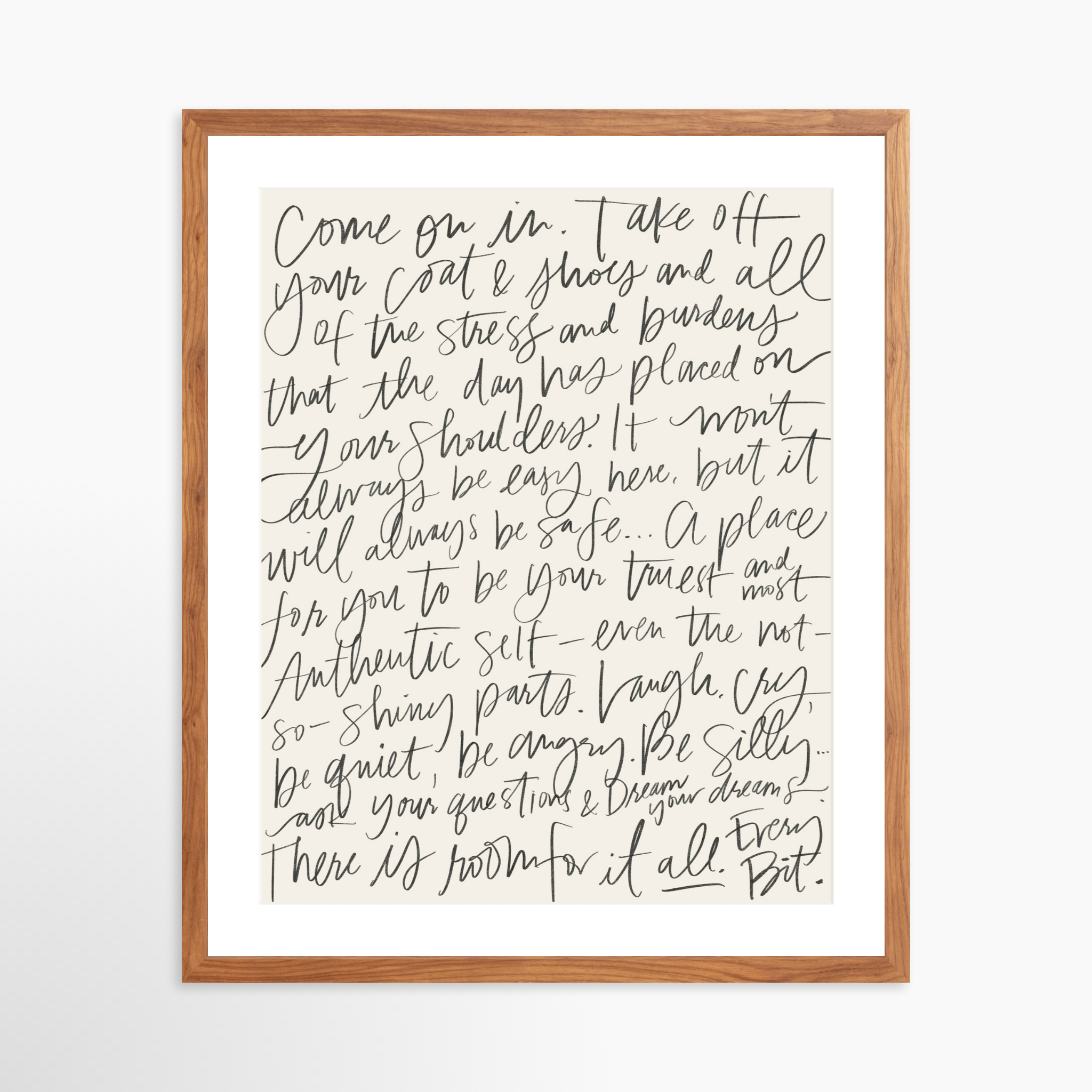 20x25 / Light Walnut Frame + White Mat