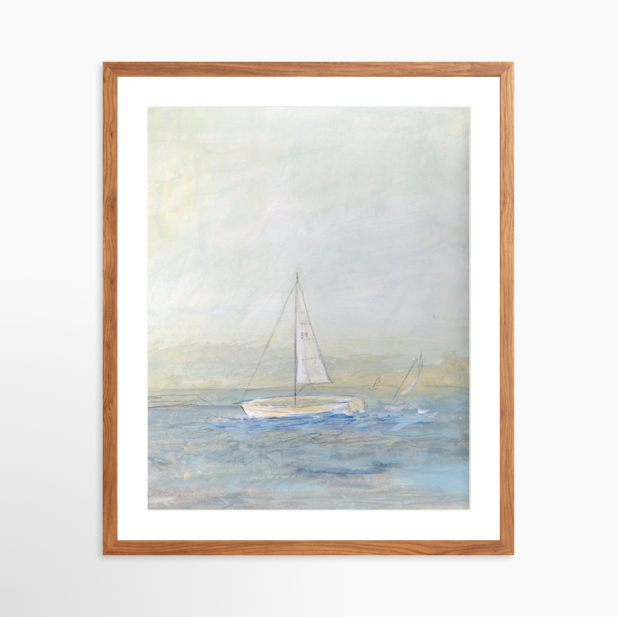 20x25 / Light Walnut Frame + White Mat