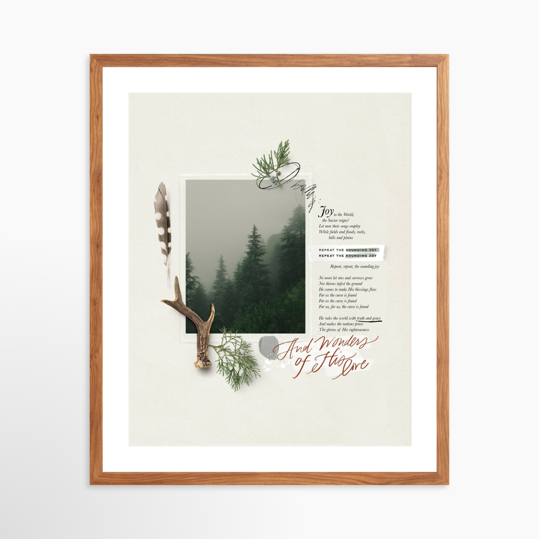 20x25 / Light Walnut Frame + White Mat