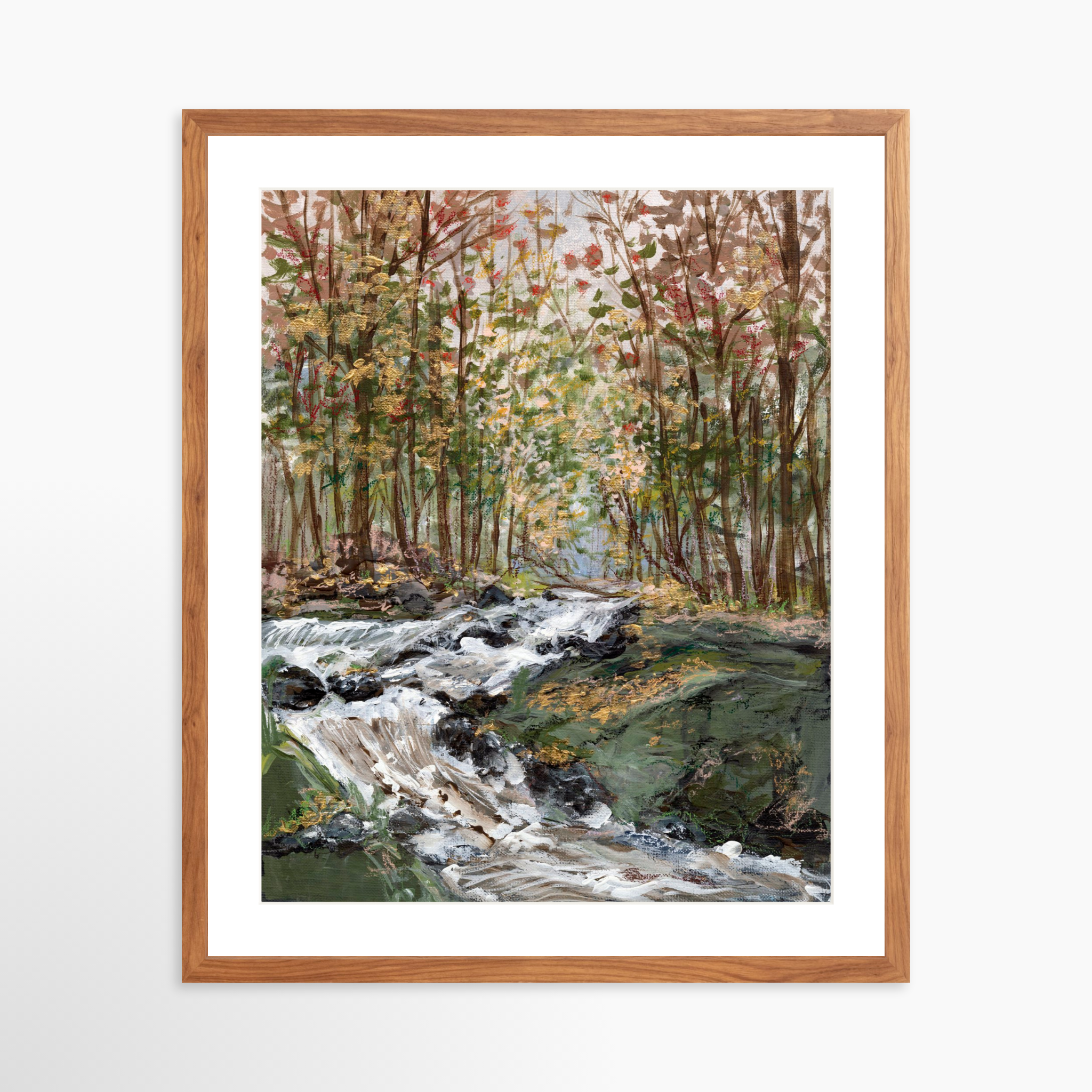 20x25 / Light Walnut Frame + White Mat