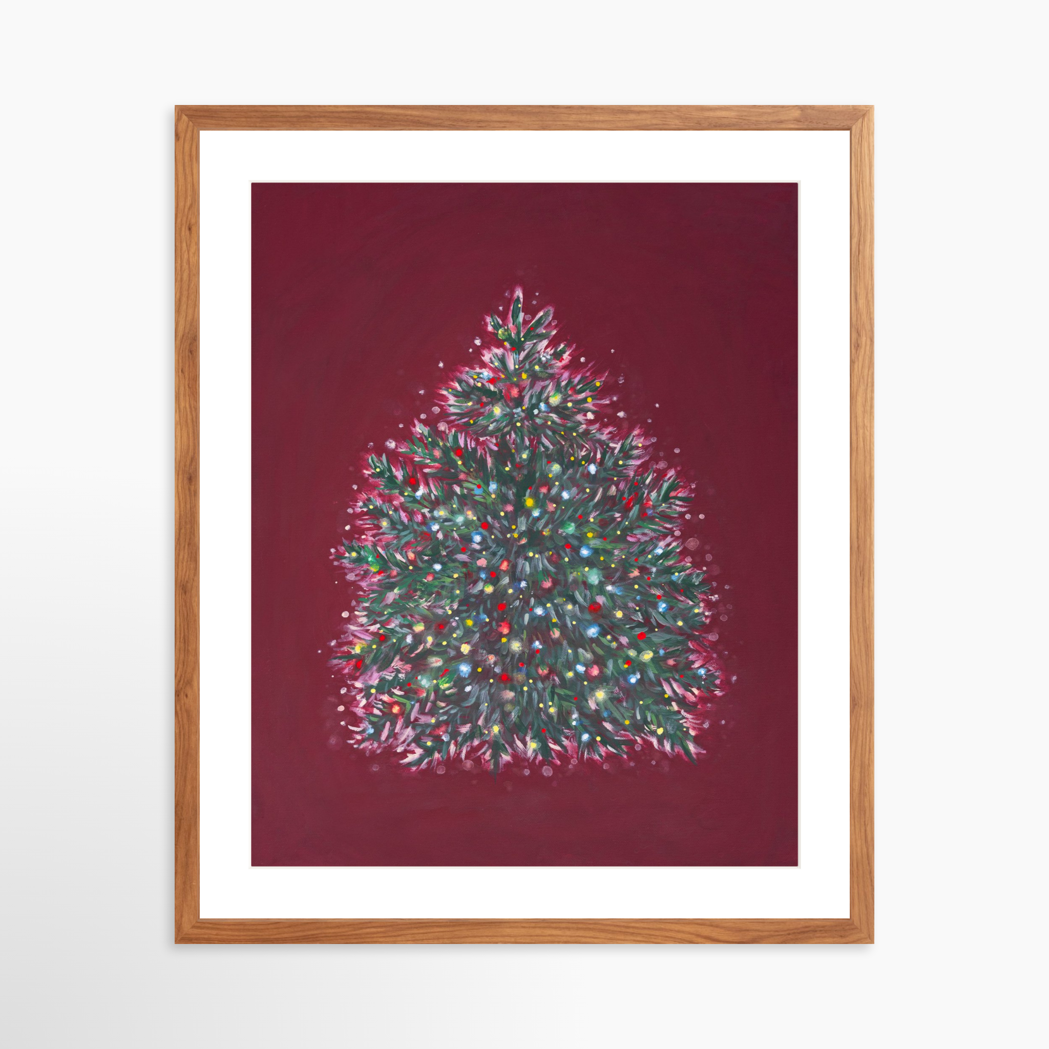 20x25 / Light Walnut Frame + White Mat