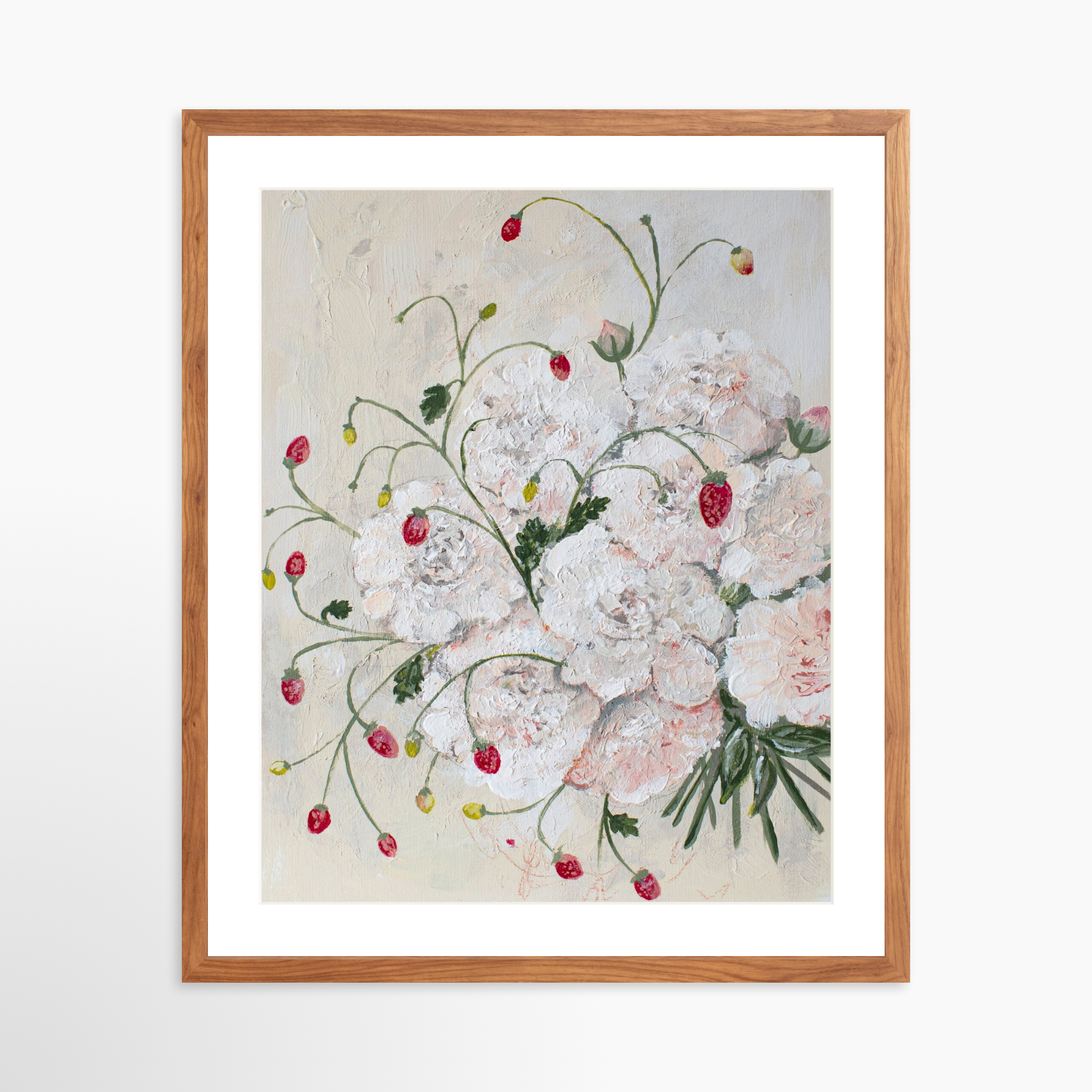 20x25 / Light Walnut Frame + White Mat