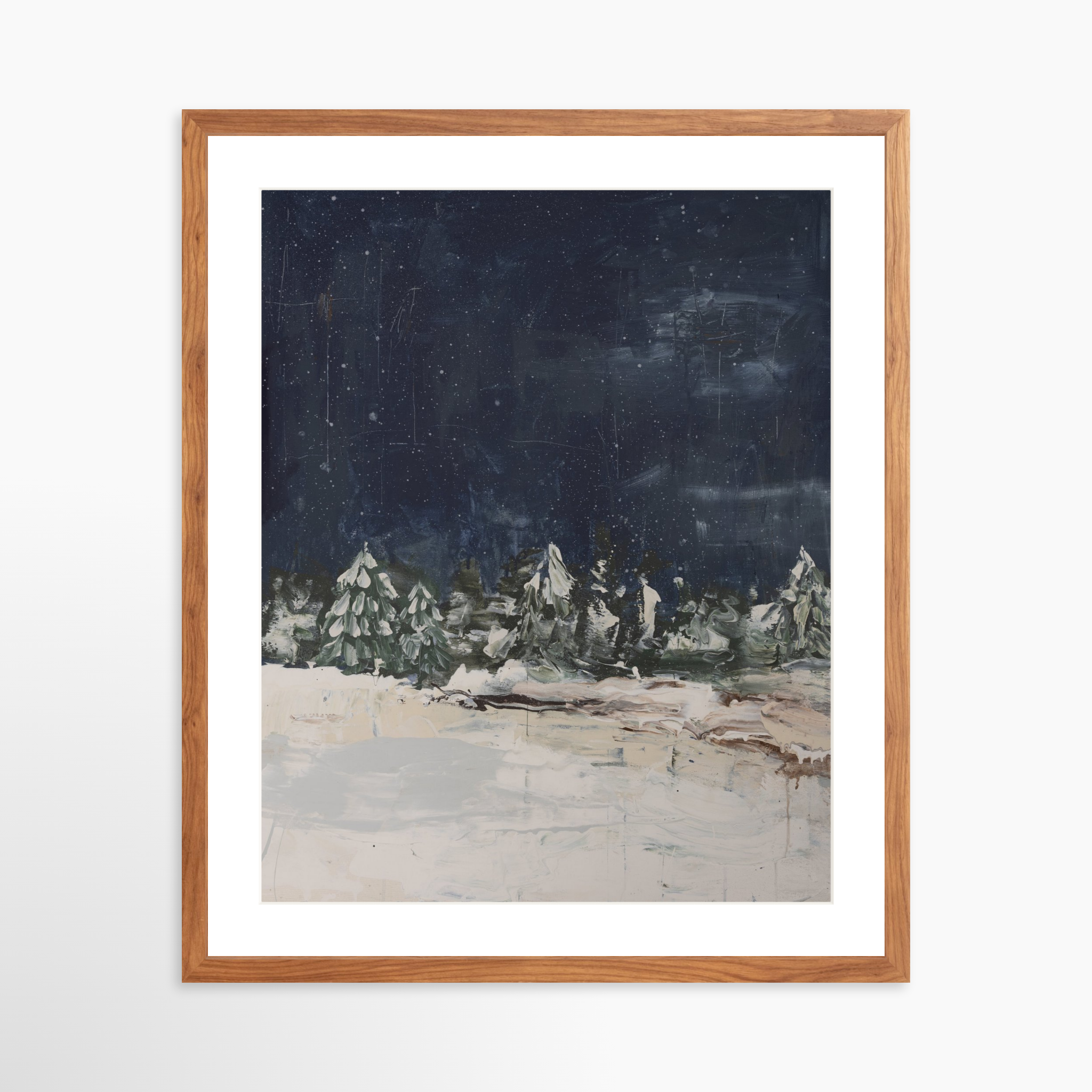 20x25 / Light Walnut Frame + White Mat