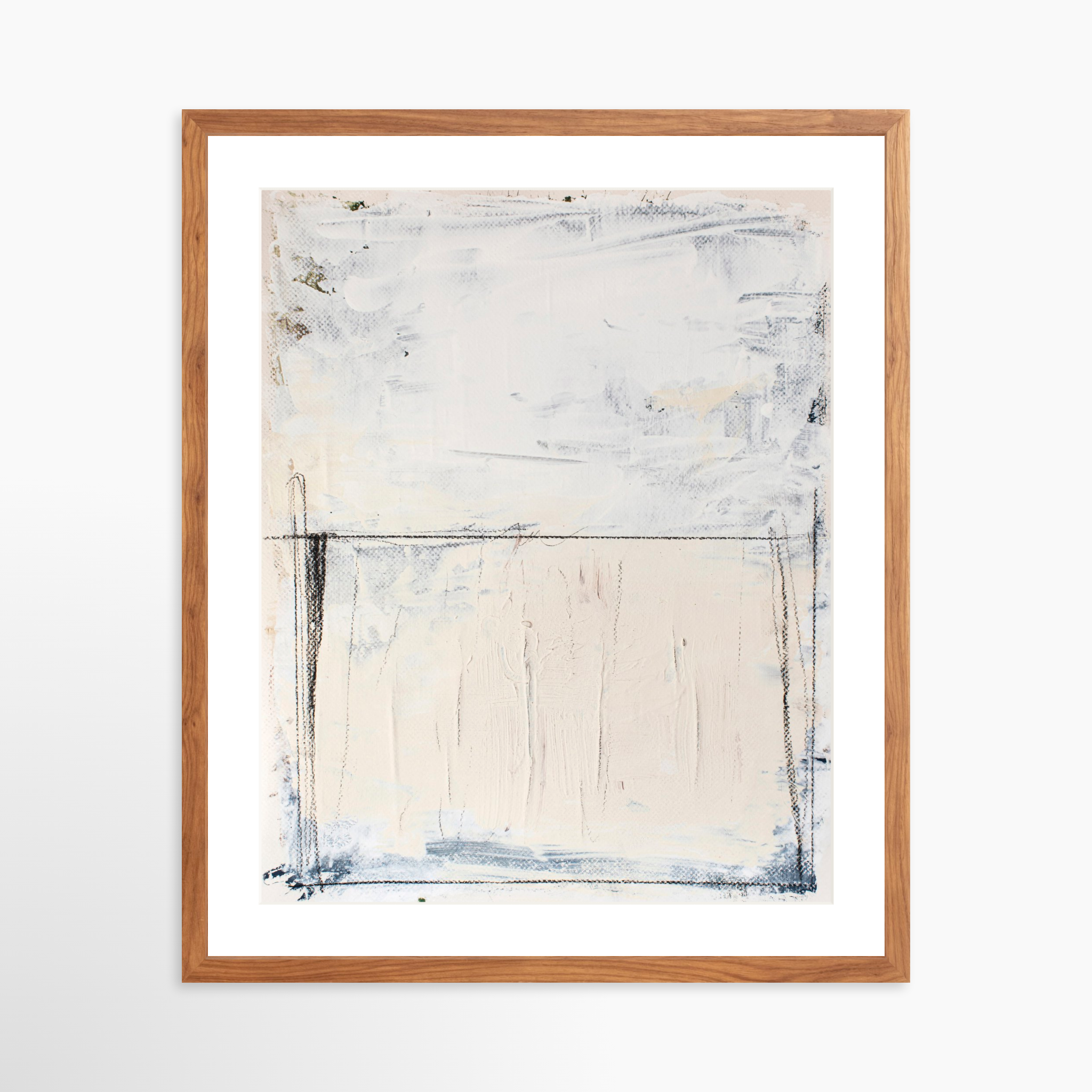 20x25 / Light Walnut Frame + White Mat