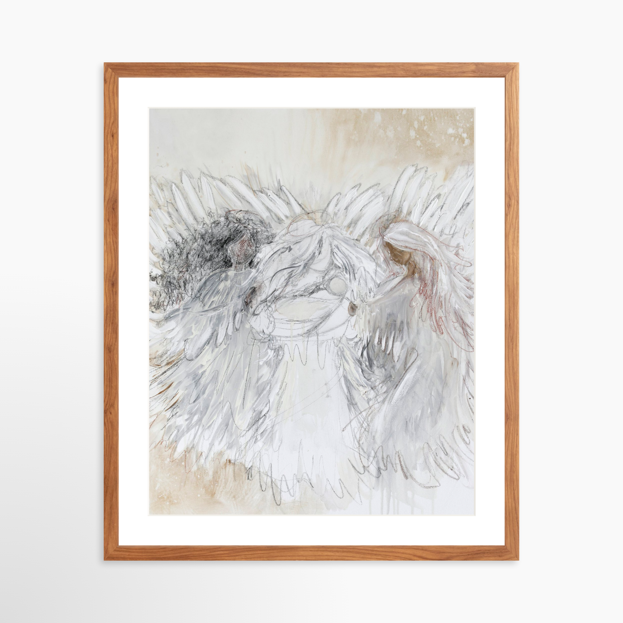 20x25 / Light Walnut Frame + White Mat