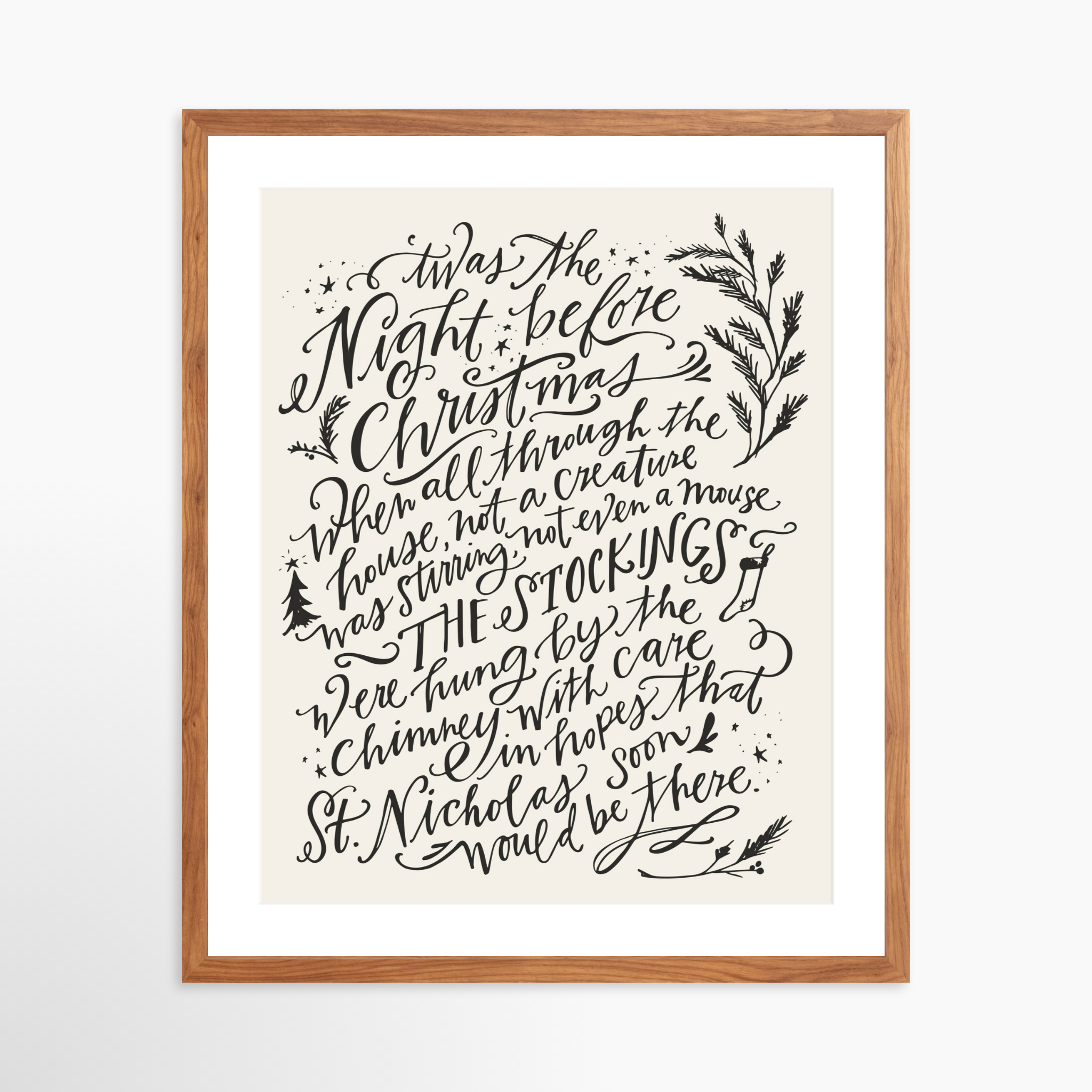 20x25 / Light Walnut Frame + White Mat