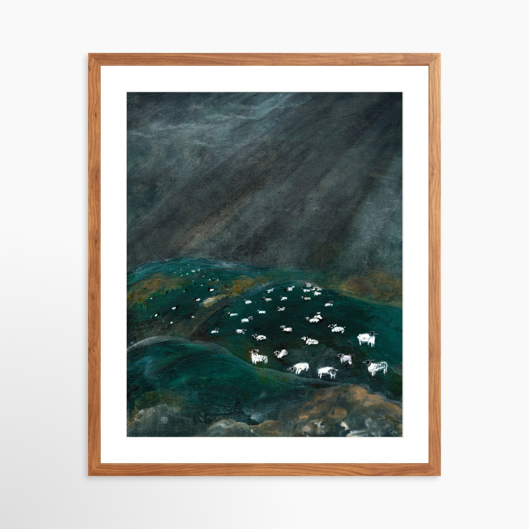 20x25 / Light Walnut Frame + White Mat