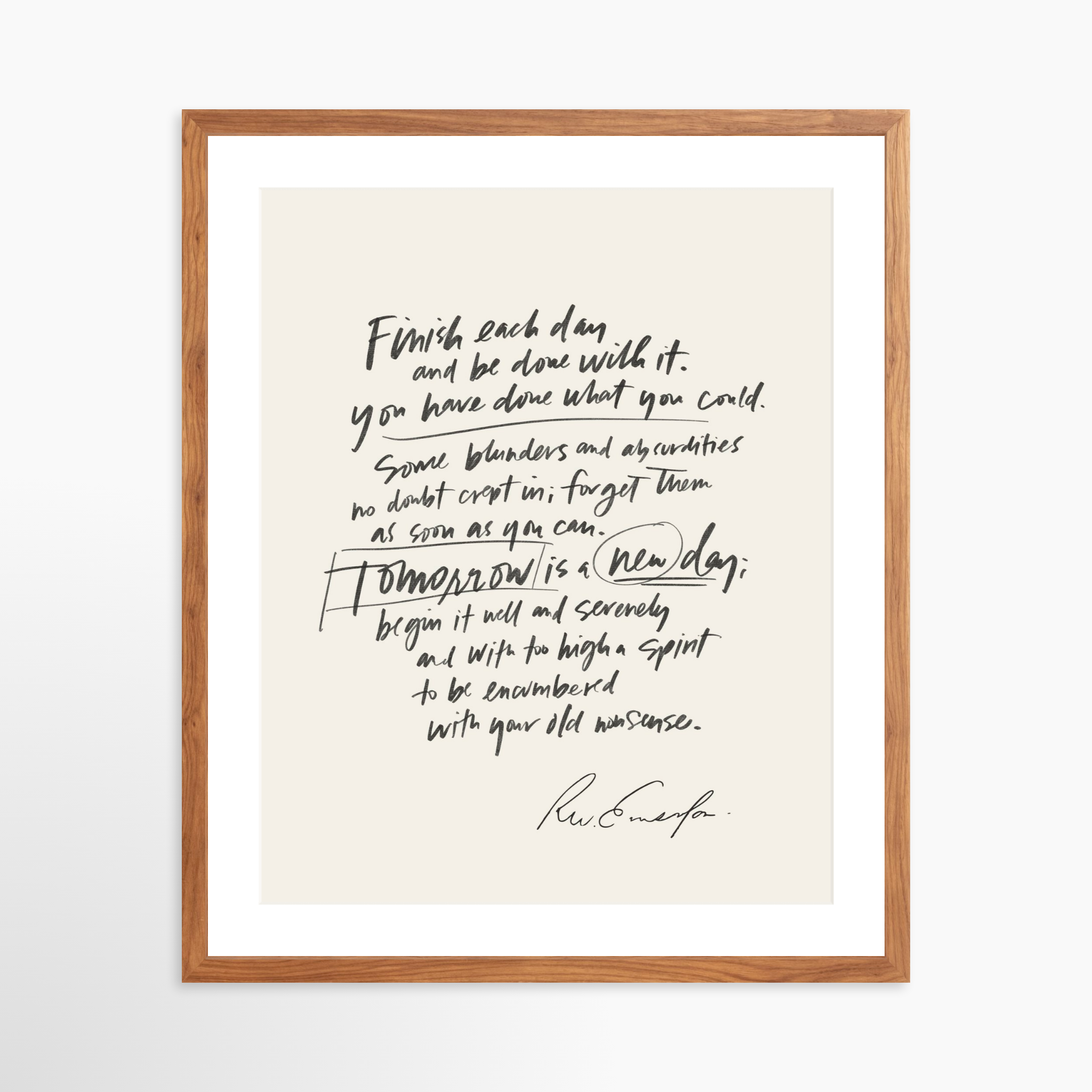 20x25 / Light Walnut Frame + White Mat