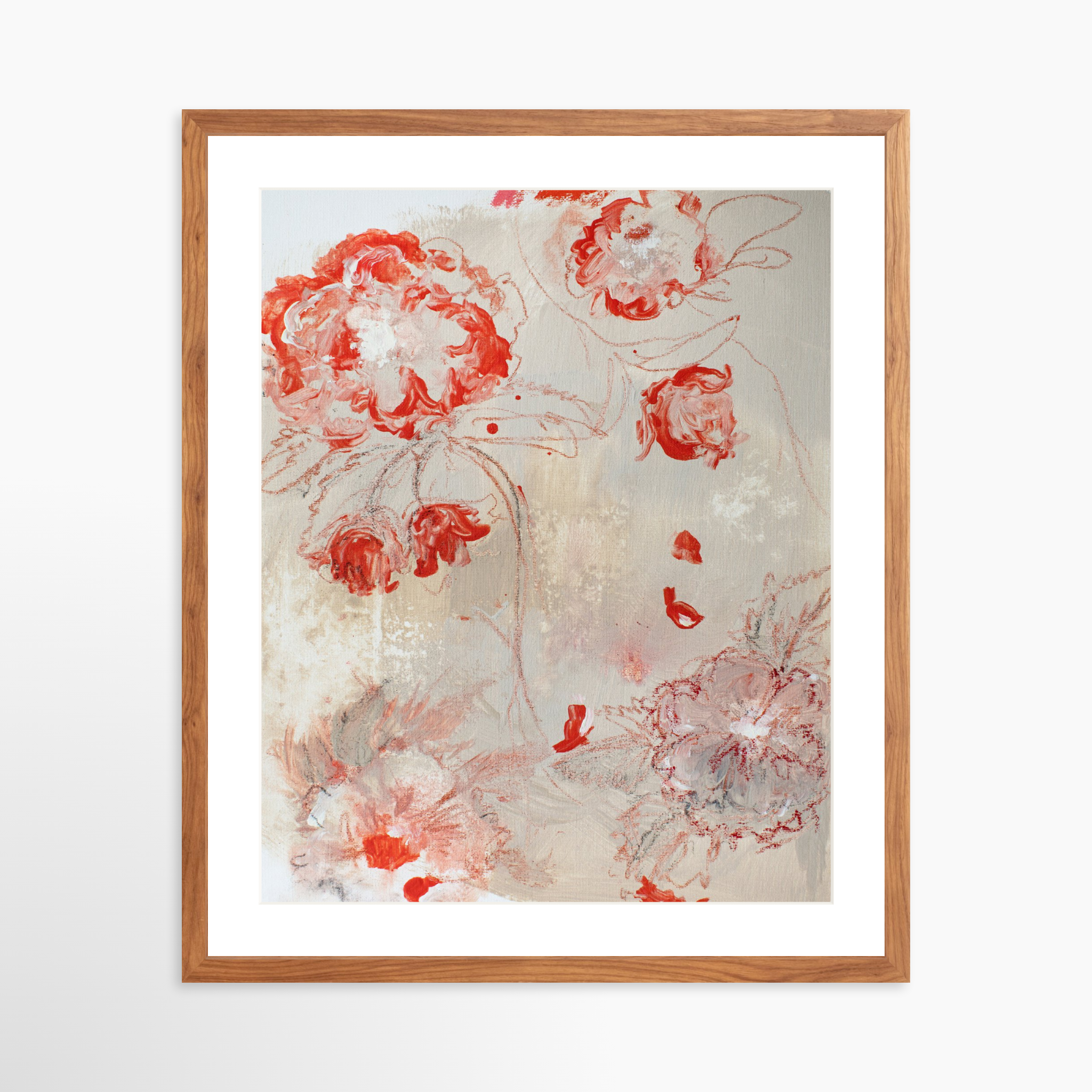 20x25 / Light Walnut Frame + White Mat