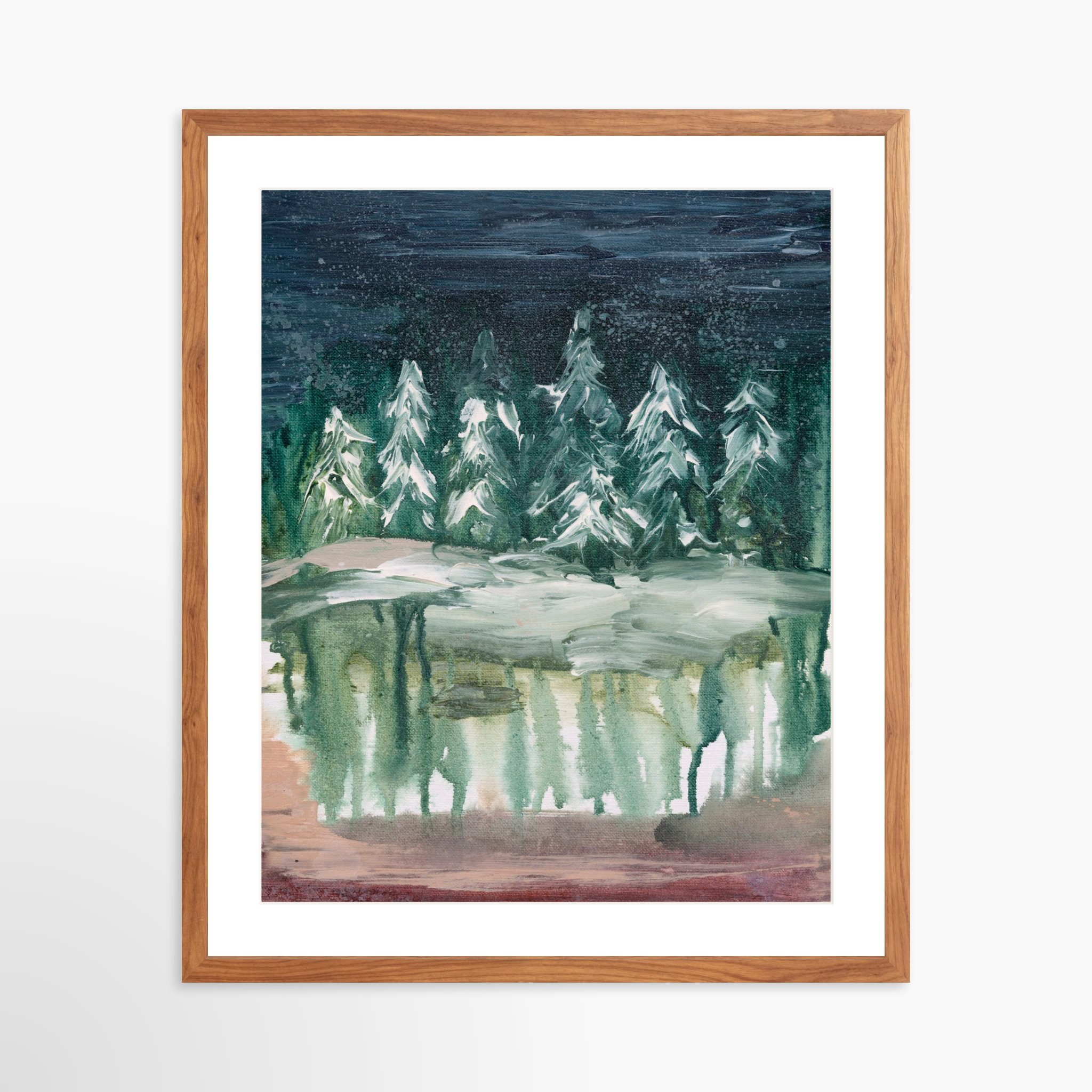20x25 / Light Walnut Frame + White Mat