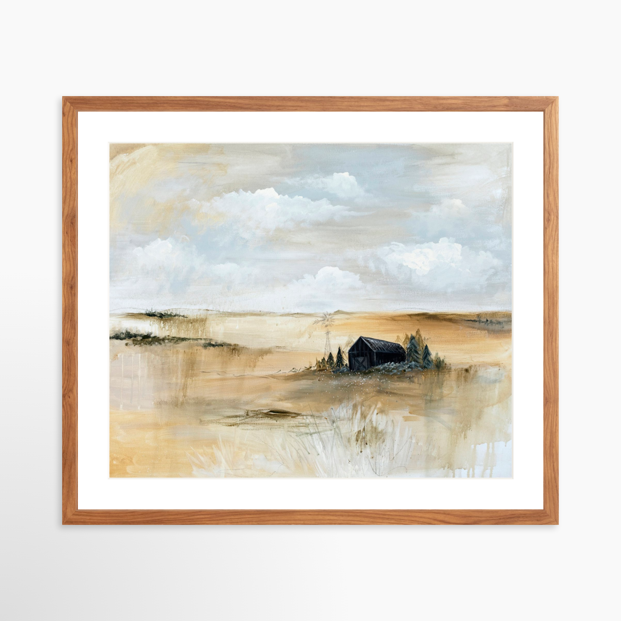 25x20 / Light Walnut Frame + White Mat