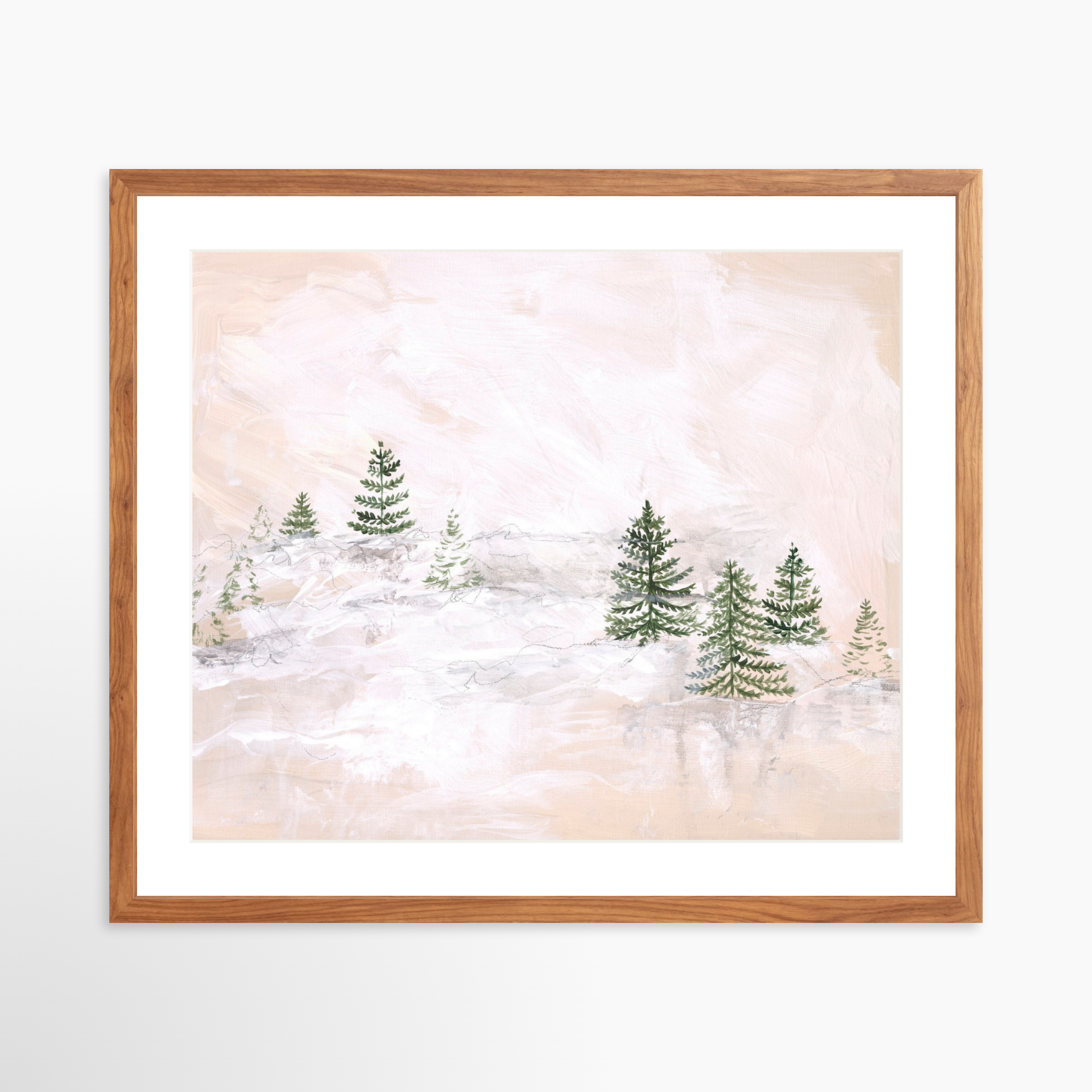 25x20 / Light Walnut Frame + White Mat