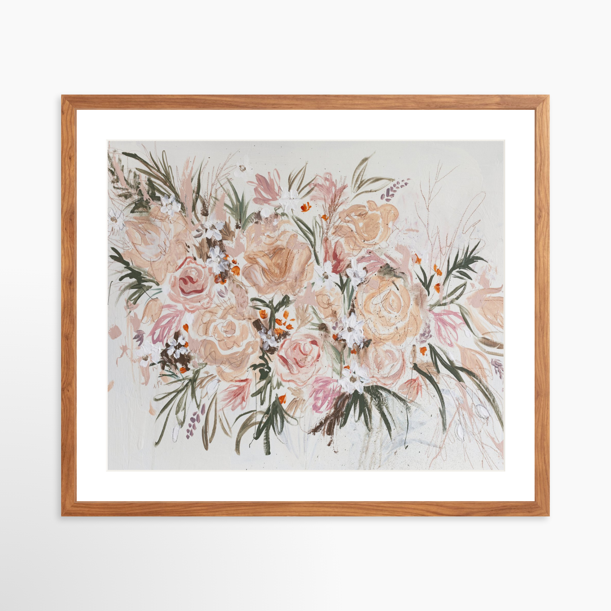 25x20 / Light Walnut Frame + White Mat