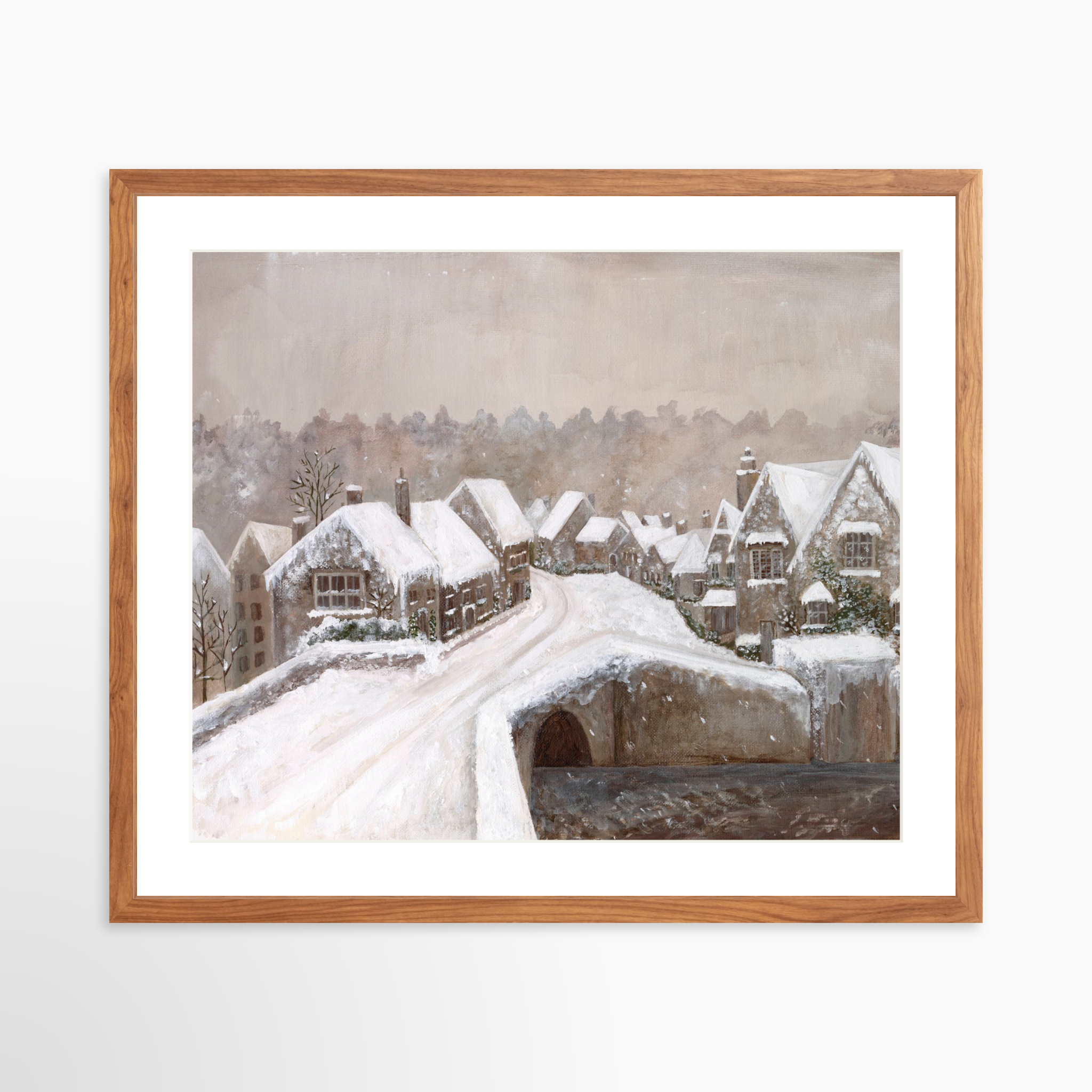 25x20 / Light Walnut Frame + White Mat