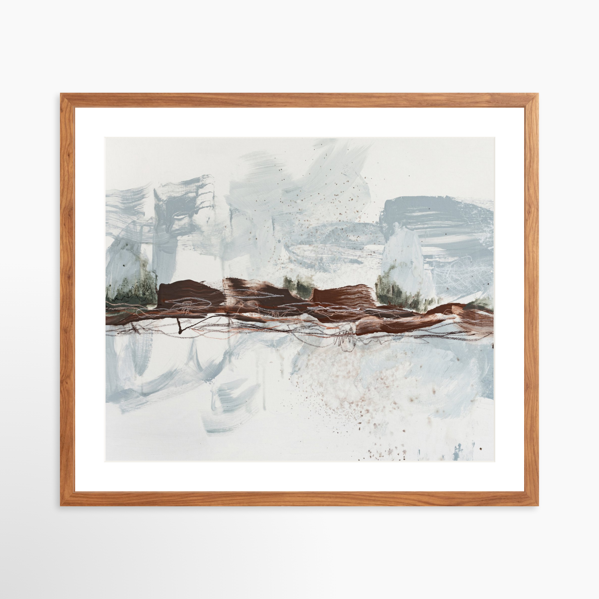 25x20 / Light Walnut Frame + White Mat