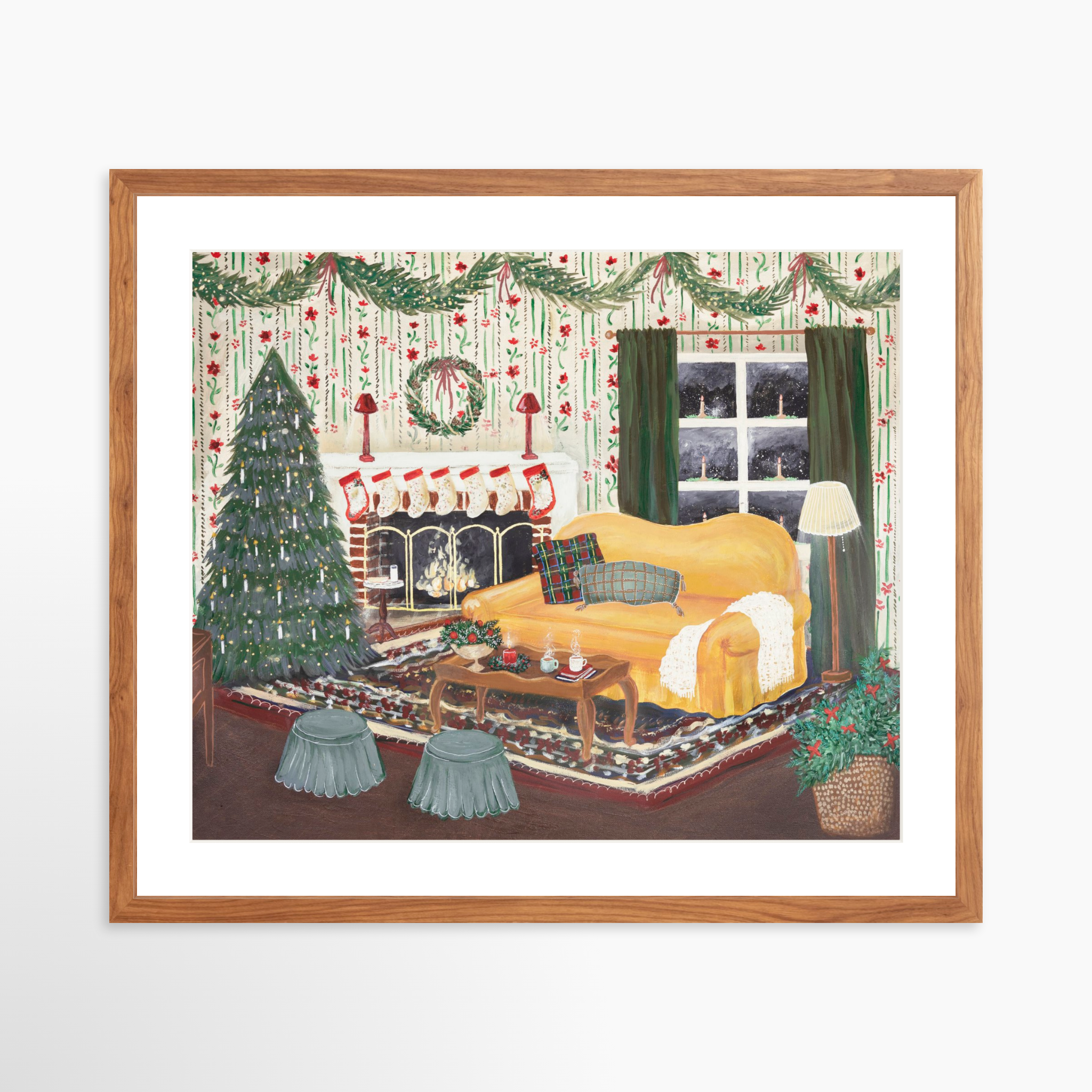 24x20 / Light Walnut Frame + White Mat