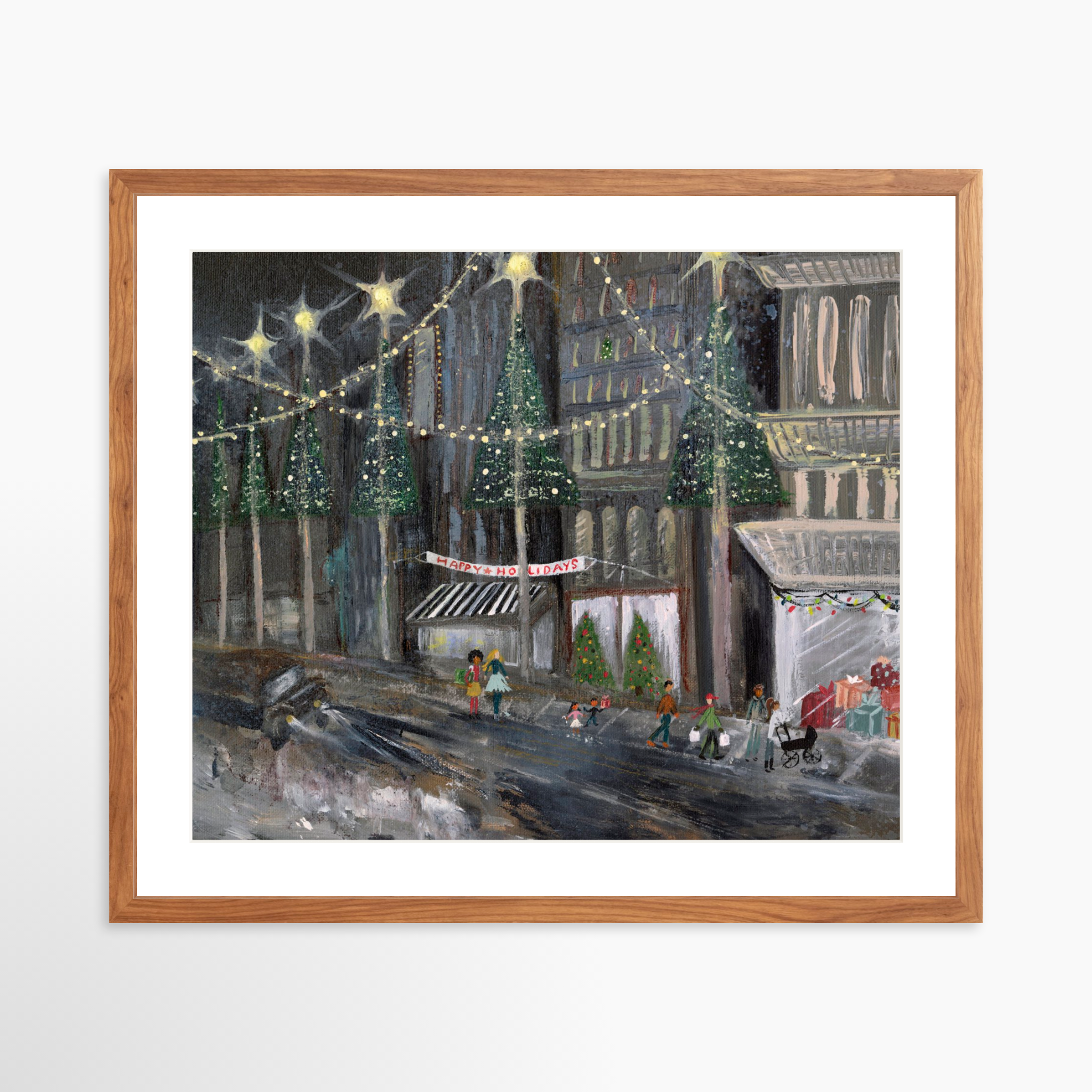 25x20 / Light Walnut Frame + White Mat