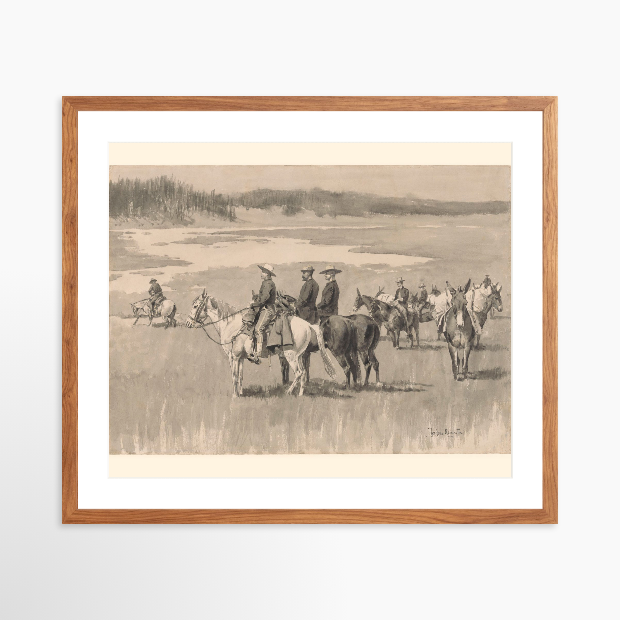 25x20 / Light Walnut Frame + White Mat