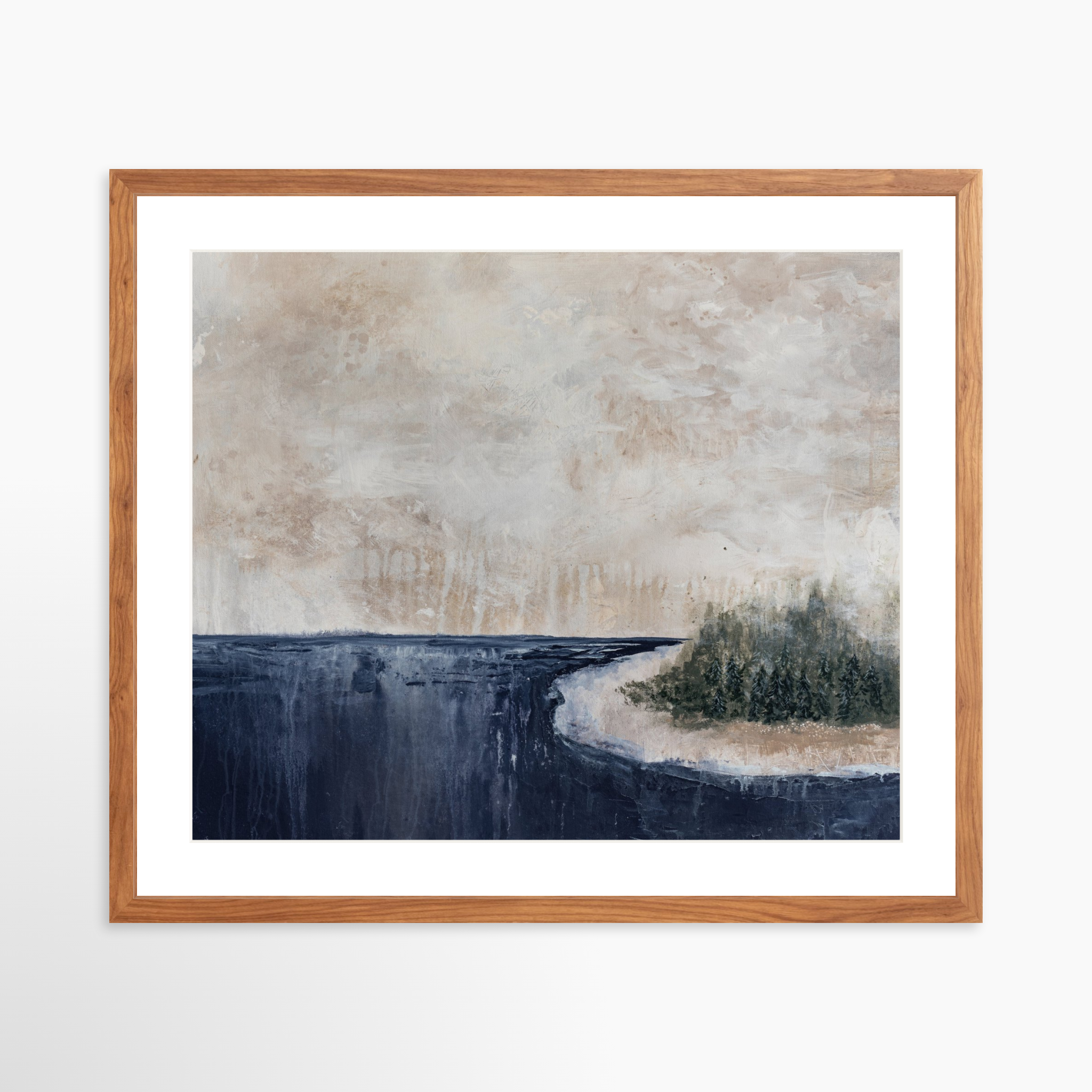 25x20 / Light Walnut Frame + White Mat