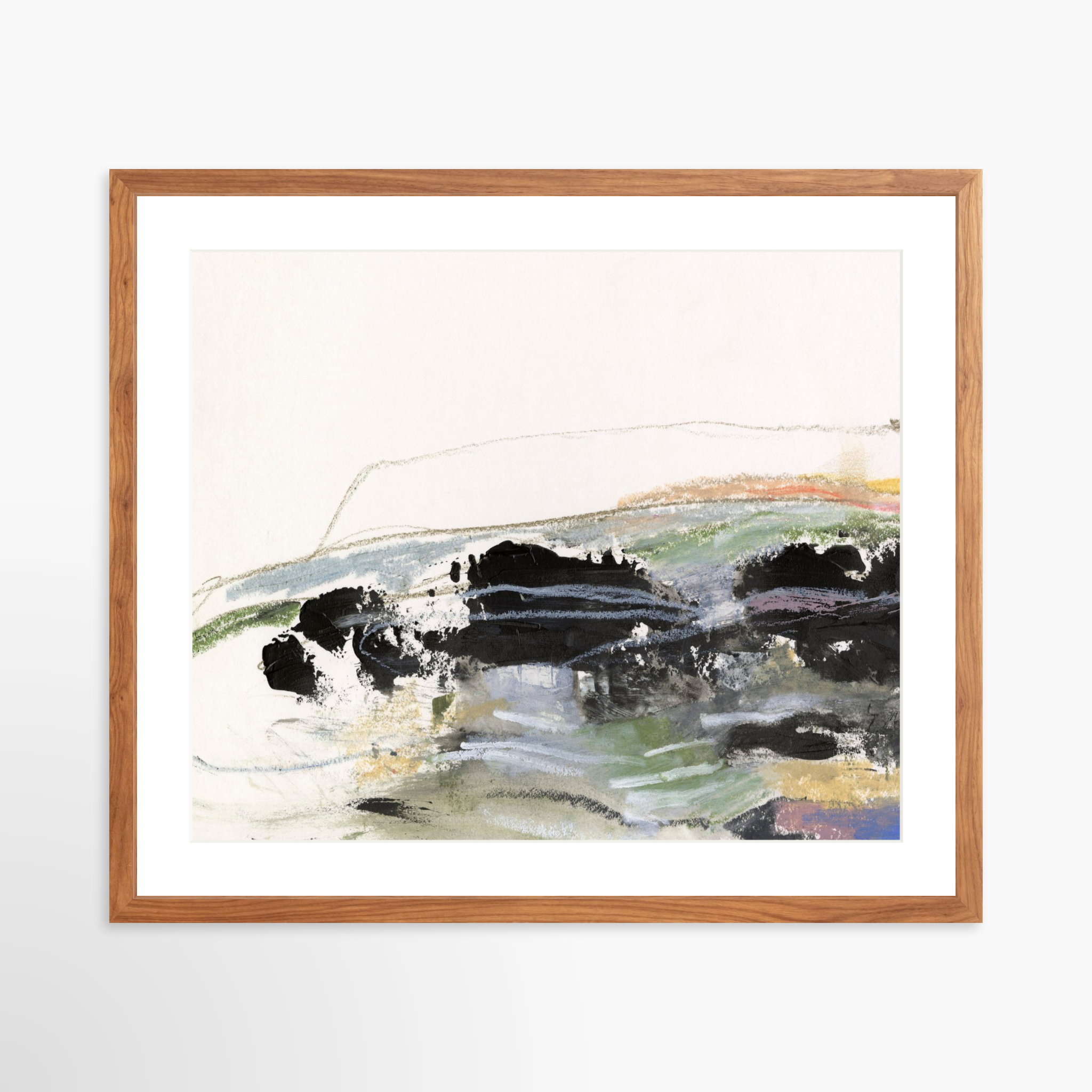 25x20 / Light Walnut Frame + White Mat