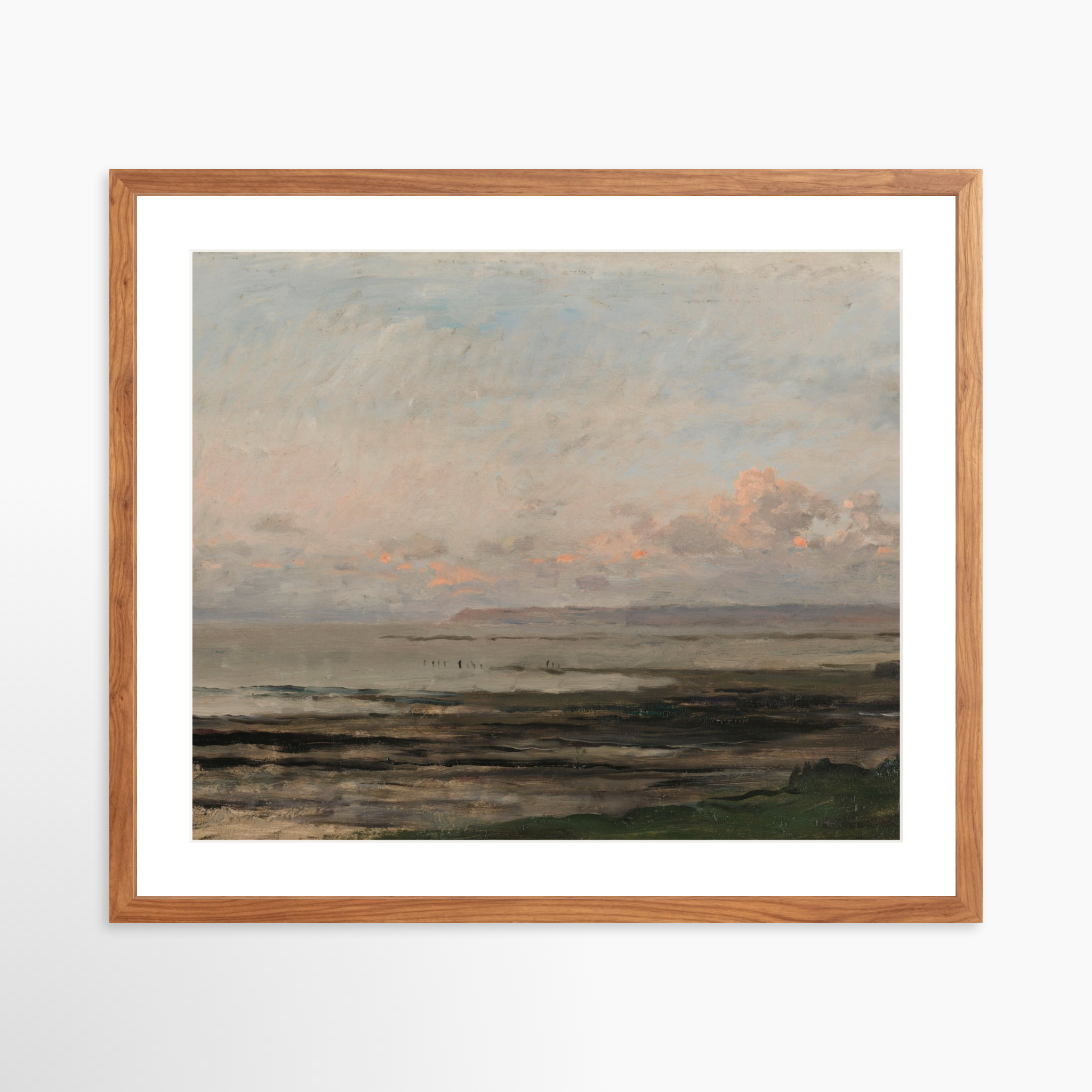 25x20 / Light Walnut Frame + White Mat