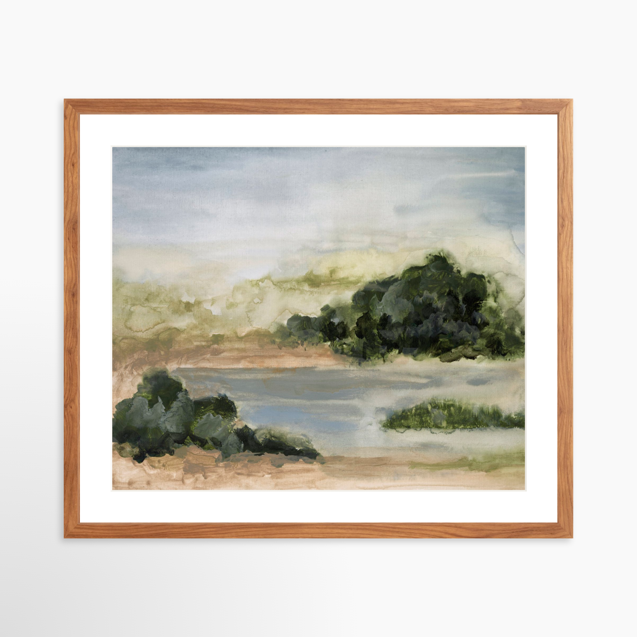 25x20 / Light Walnut Frame + White Mat