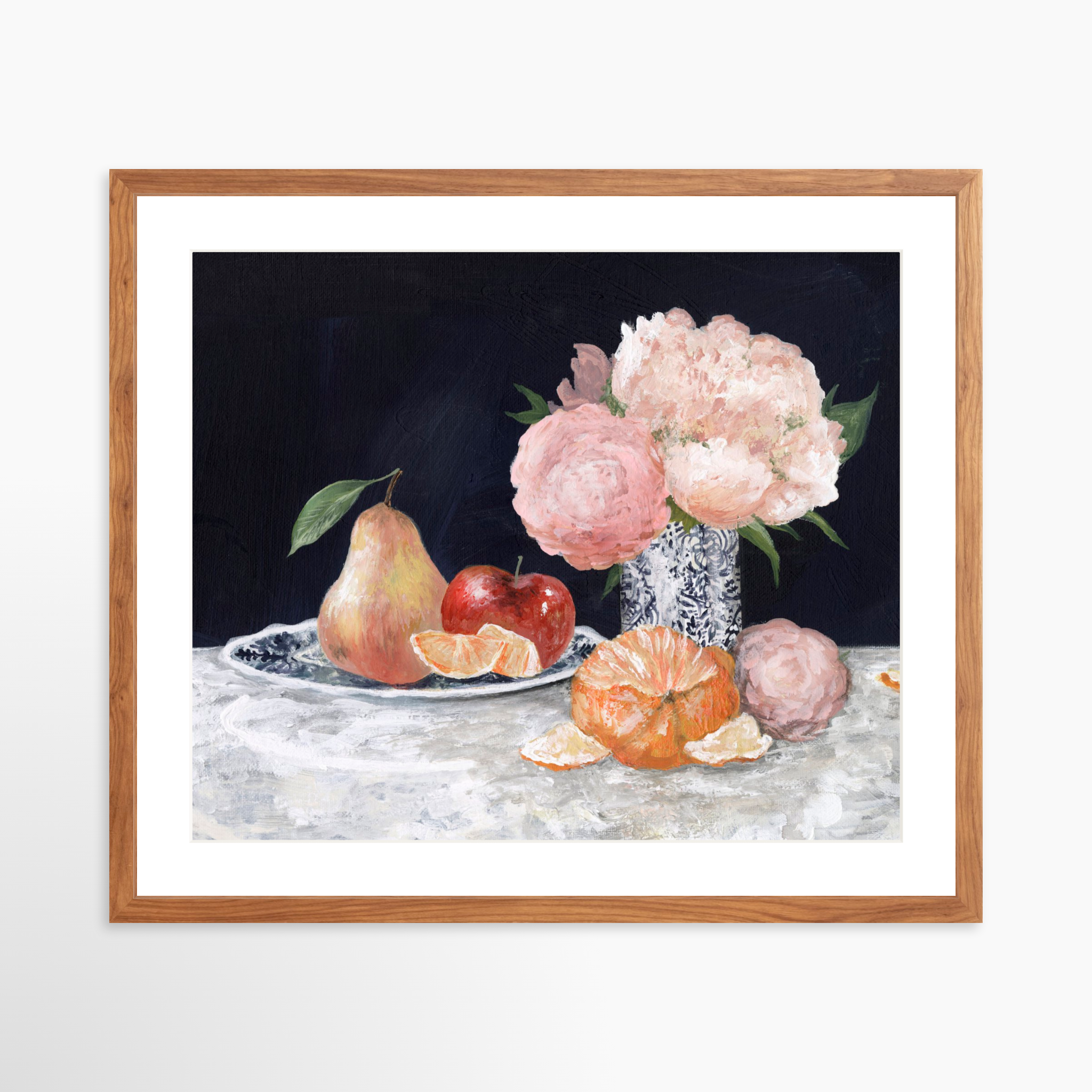 25x20 / Light Walnut Frame + White Mat