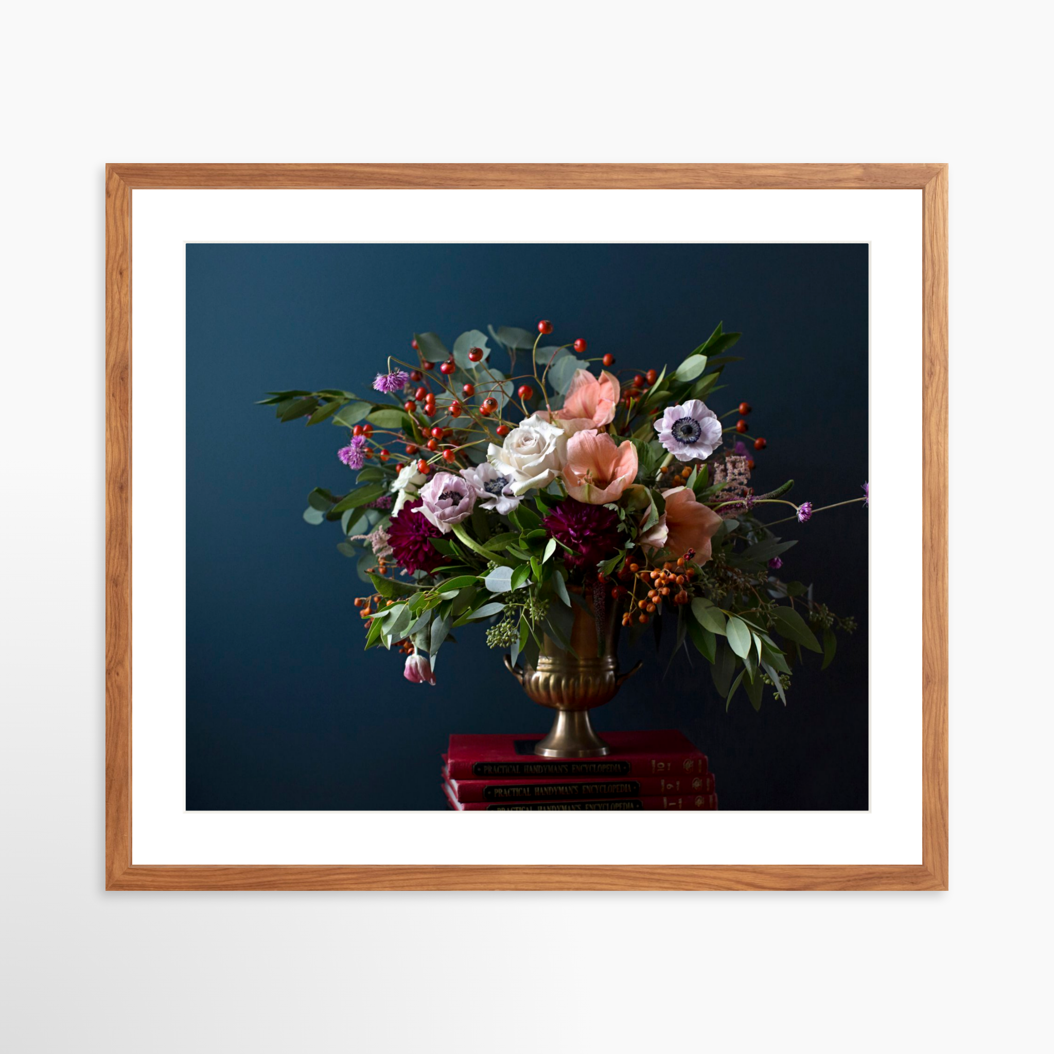 25x20 / Light Walnut Frame + White Mat