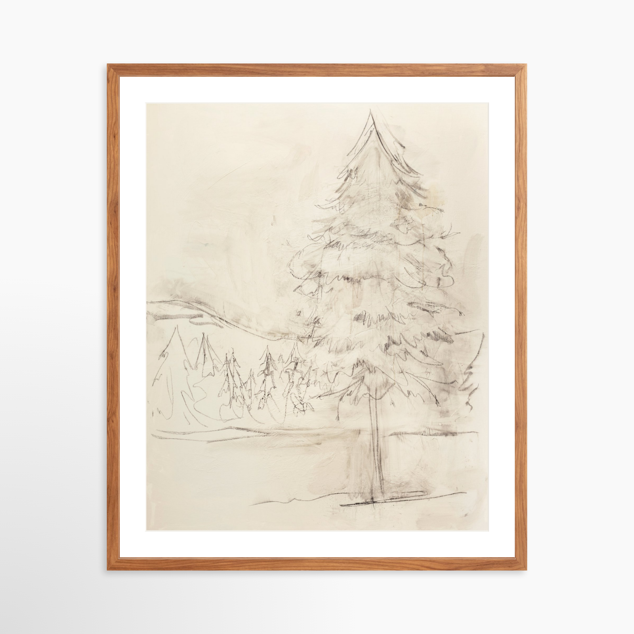 24x30 / Light Walnut Frame + White Mat