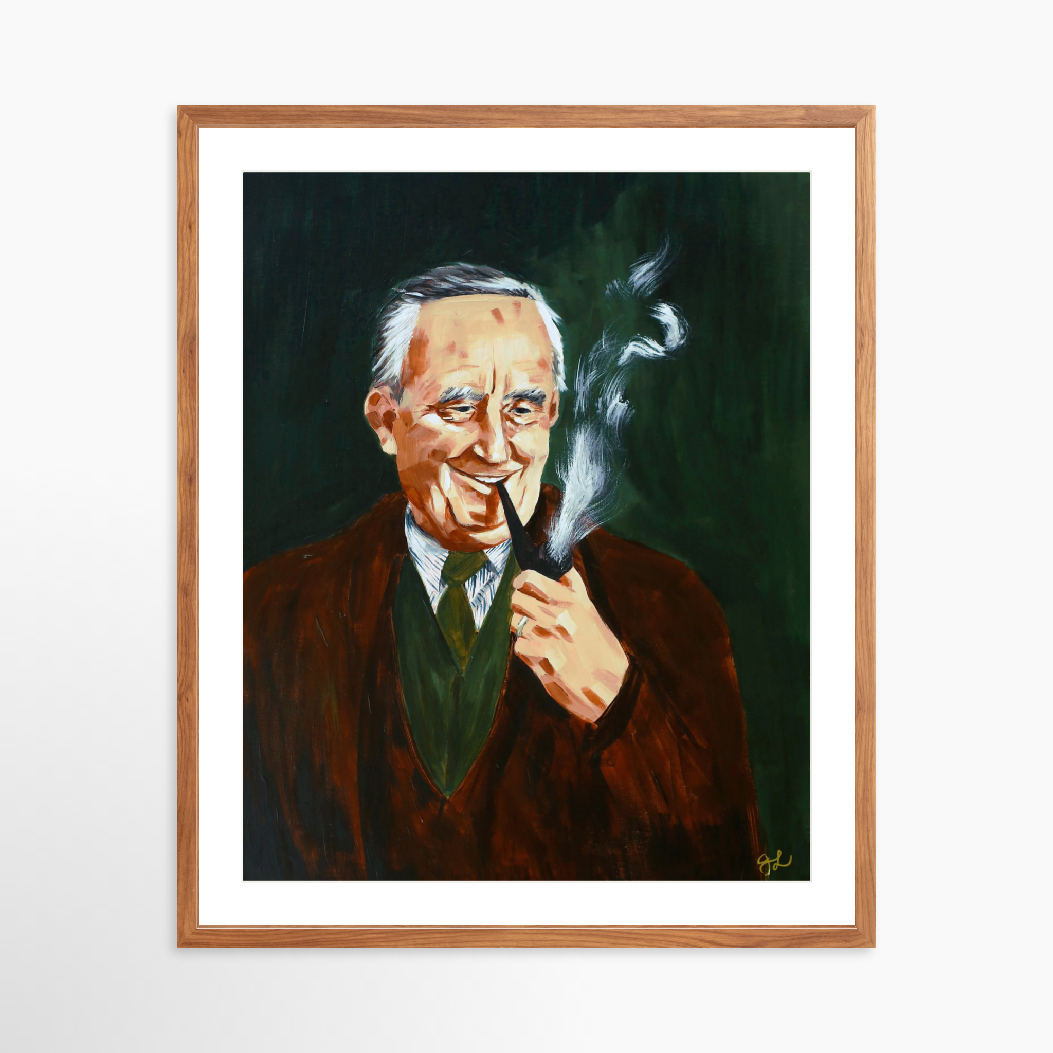 24x30 / Light Walnut Frame + White Mat