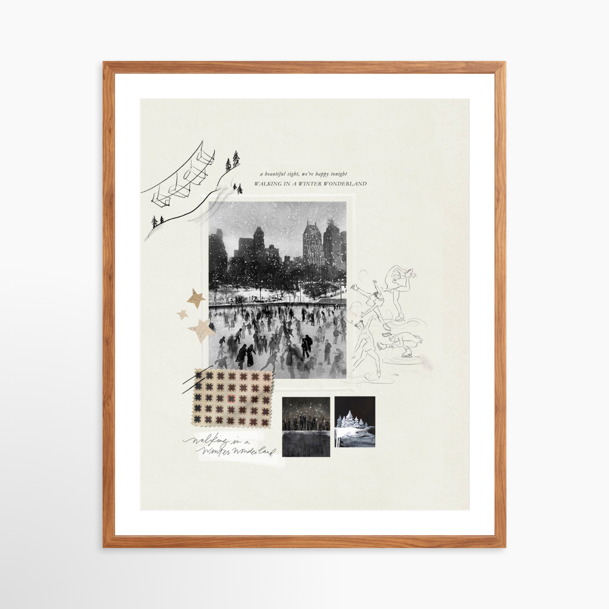 24x30 / Light Walnut Frame + White Mat