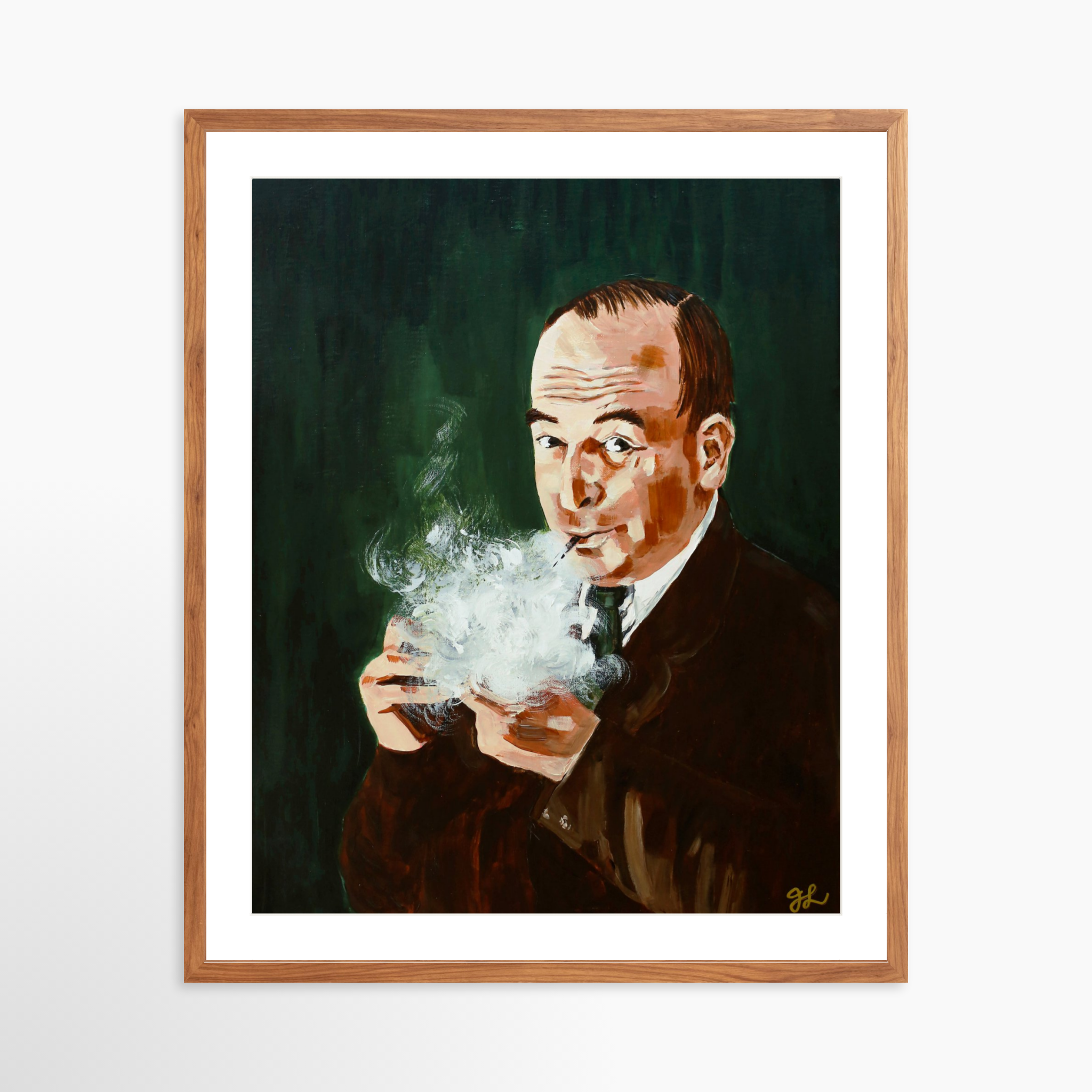 24x30 / Light Walnut Frame + White Mat