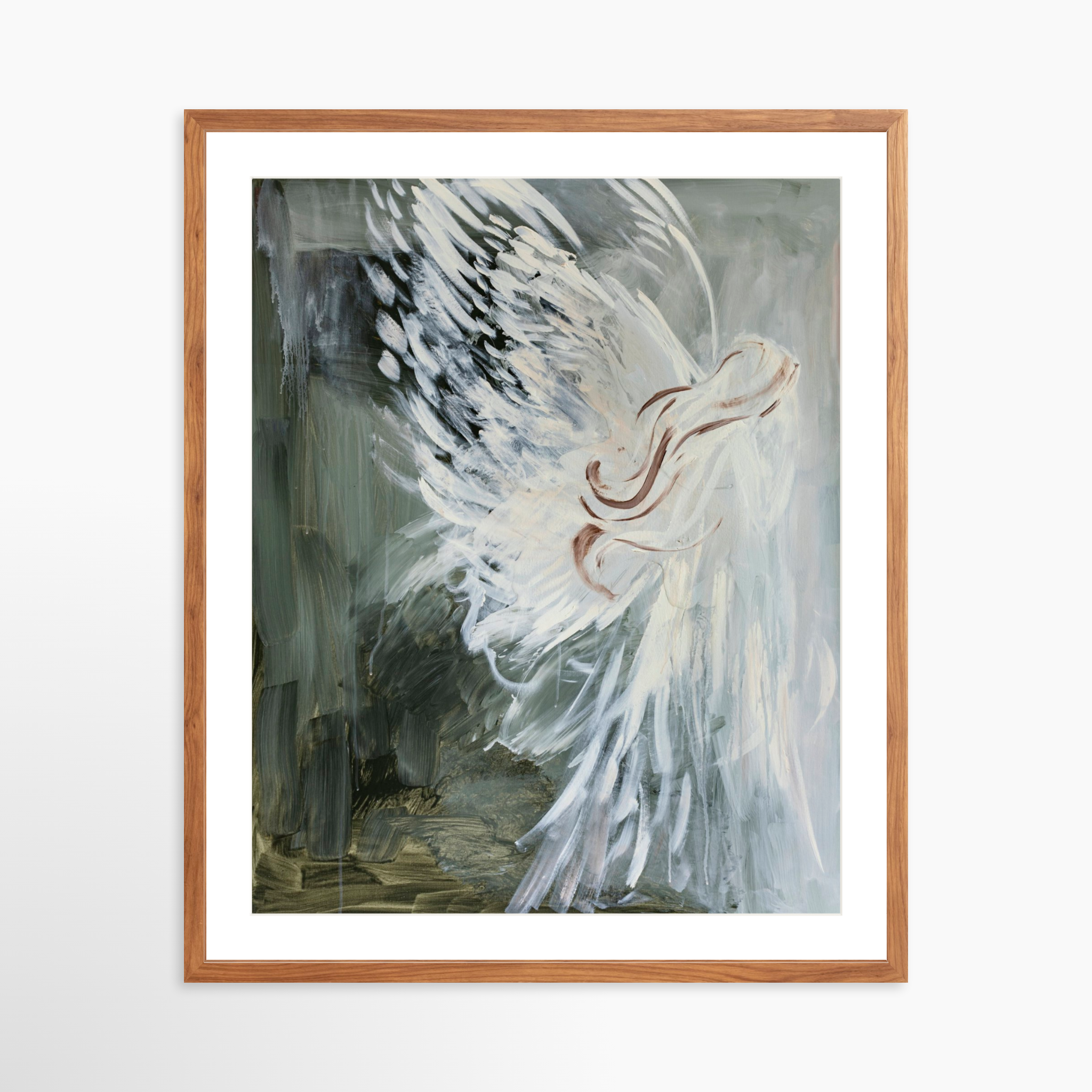 24x30 / Light Walnut Frame + White Mat