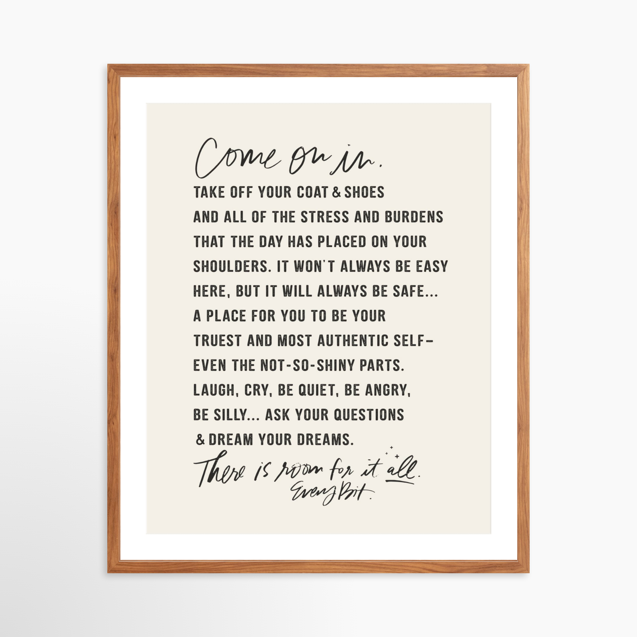 24x30 / Light Walnut Frame + White Mat