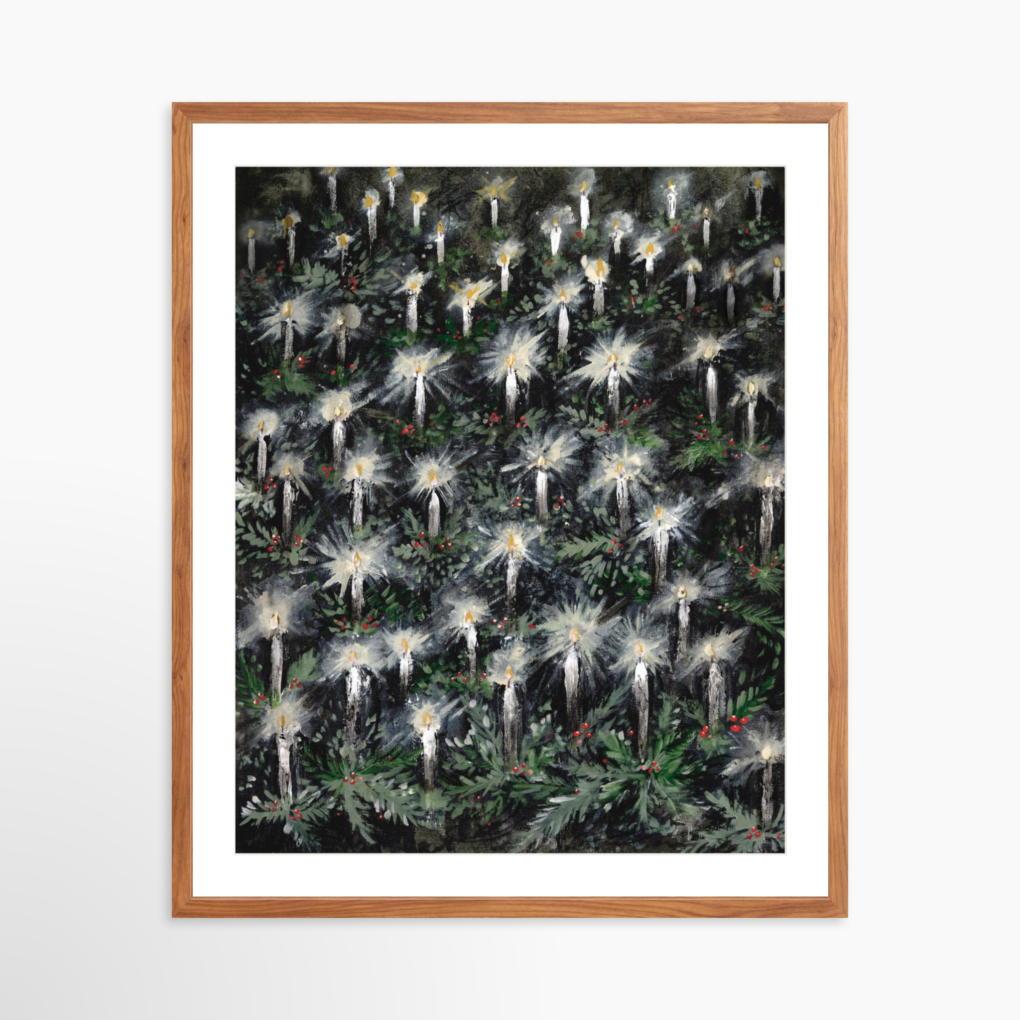 24x30 / Light Walnut Frame + White Mat