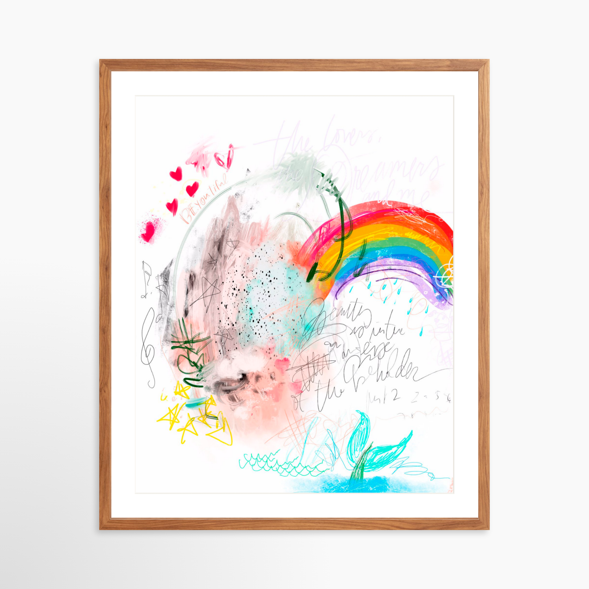 24x30 / Light Walnut Frame + White Mat