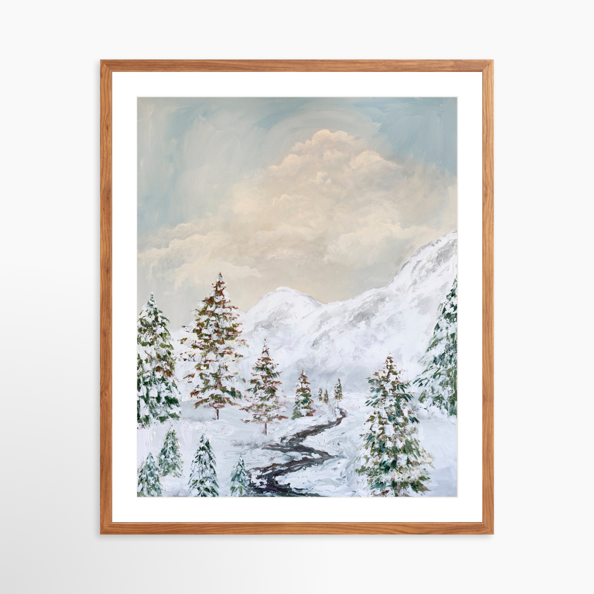 24x30 / Light Walnut Frame + White Mat