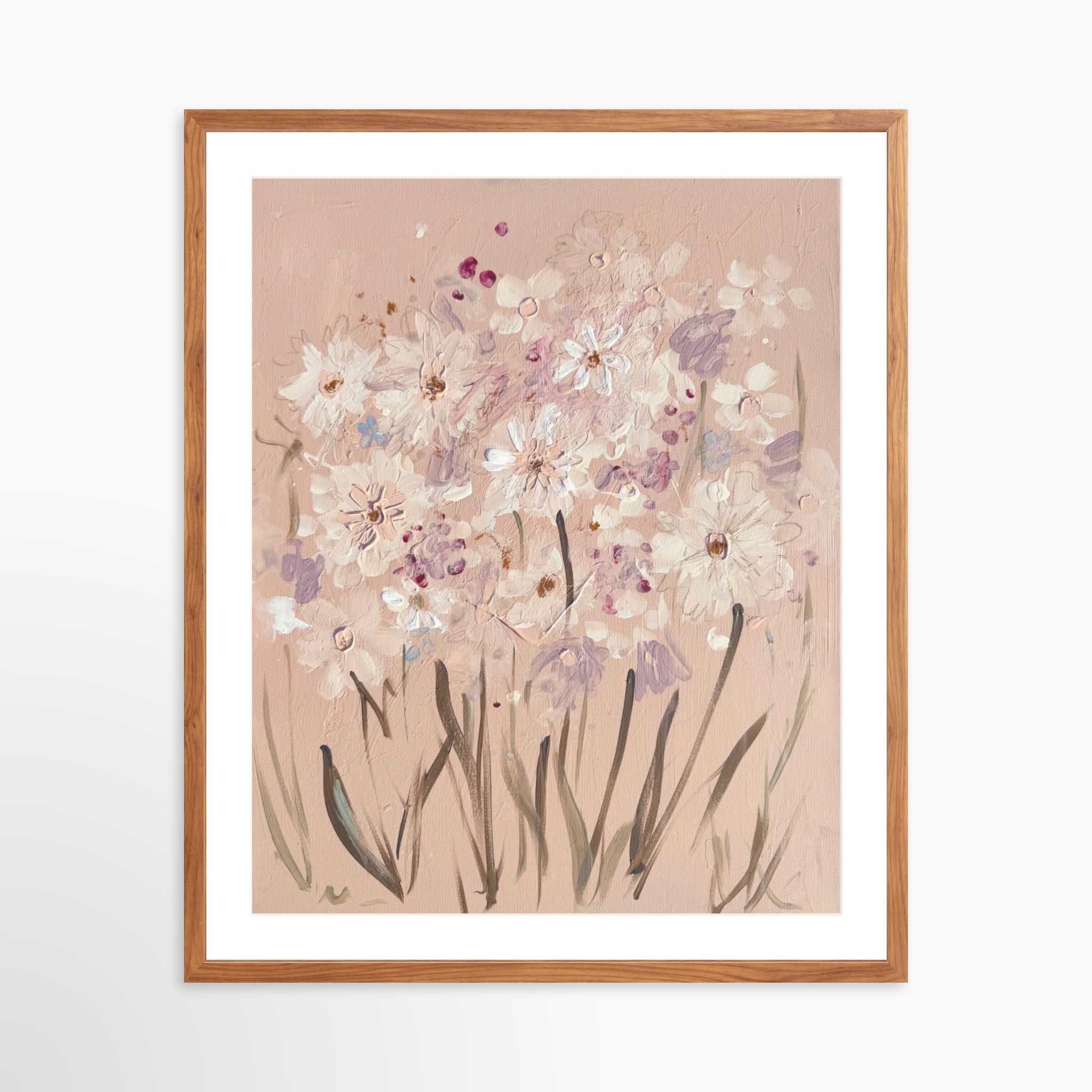 24x30 / Light Walnut Frame + White Mat