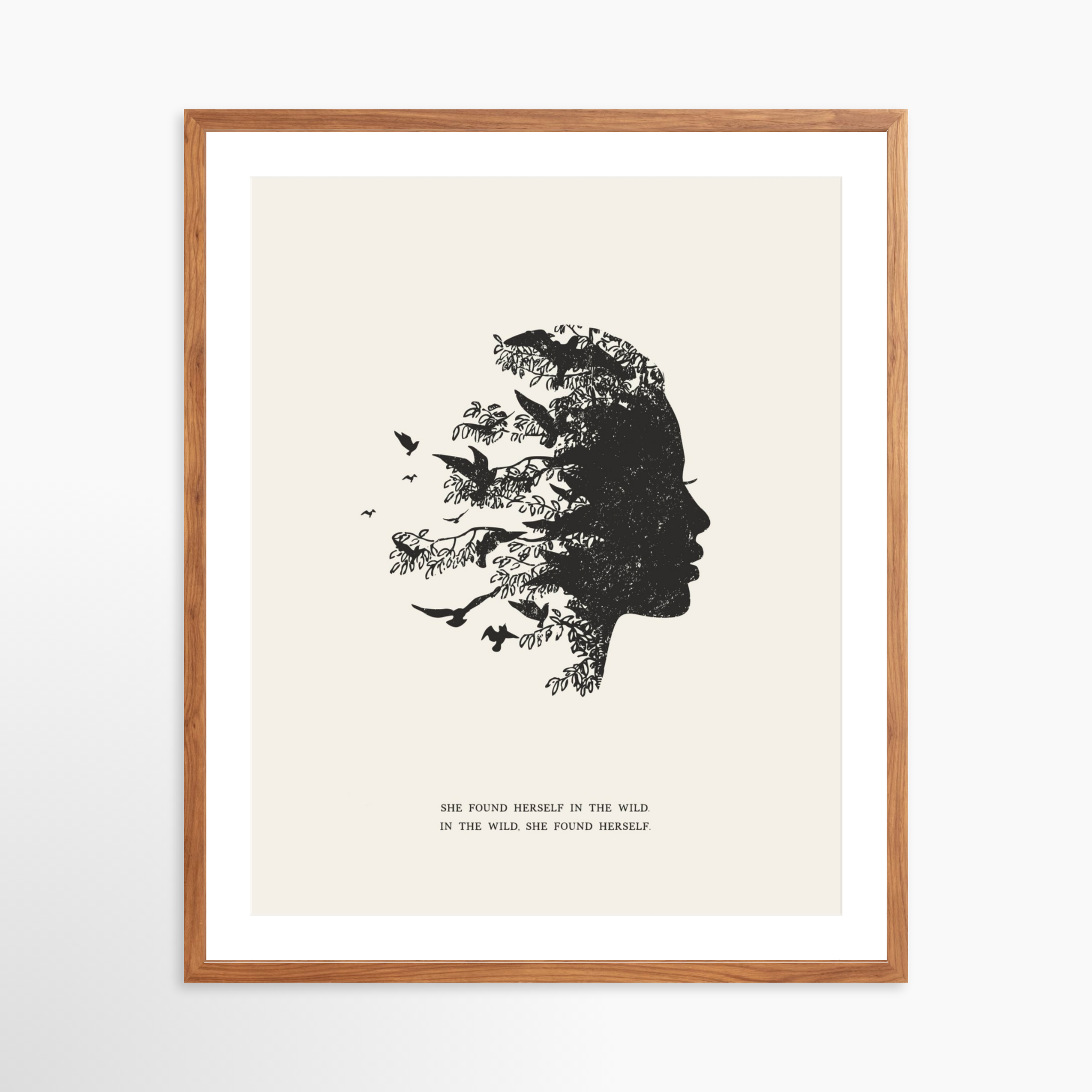 24x30 / Light Walnut Frame + White Mat