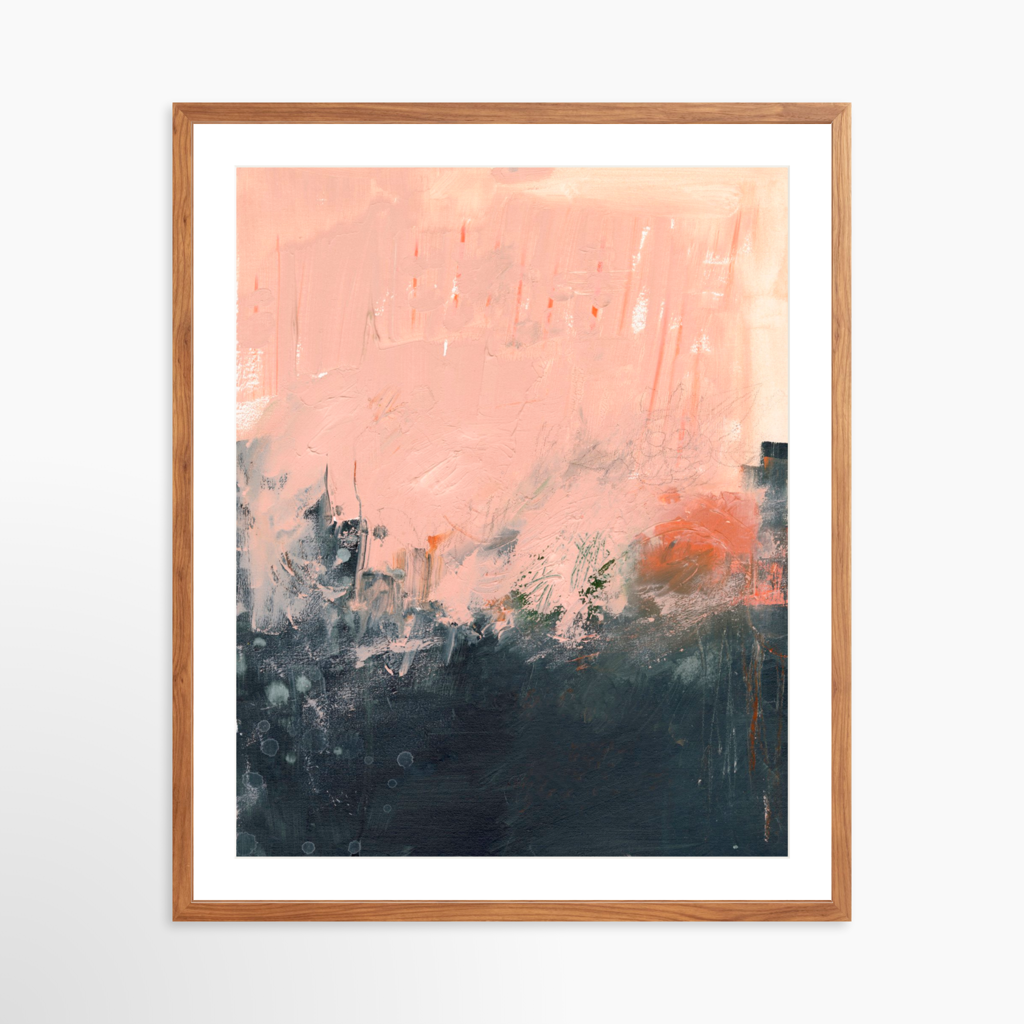 24x30 / Light Walnut Frame + White Mat