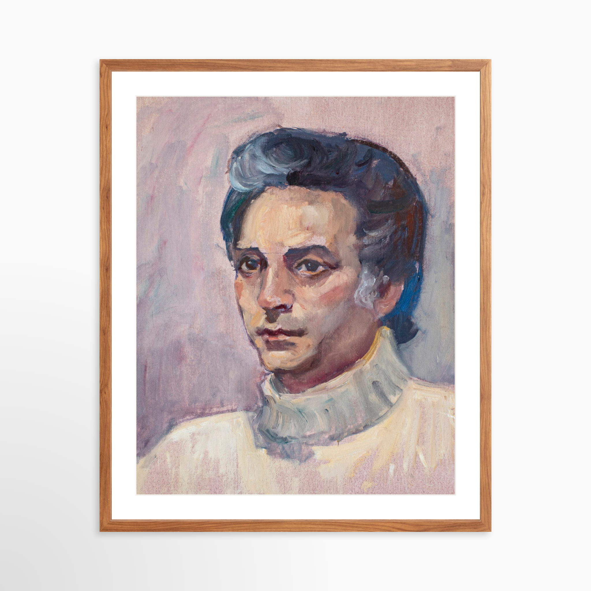 24x30 / Light Walnut Frame + White Mat