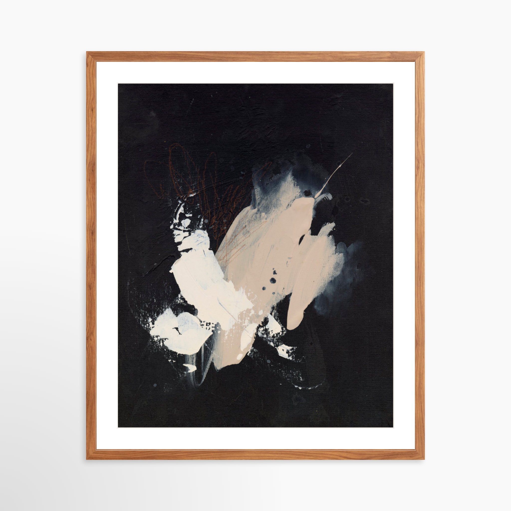 24x30 / Light Walnut Frame + White Mat