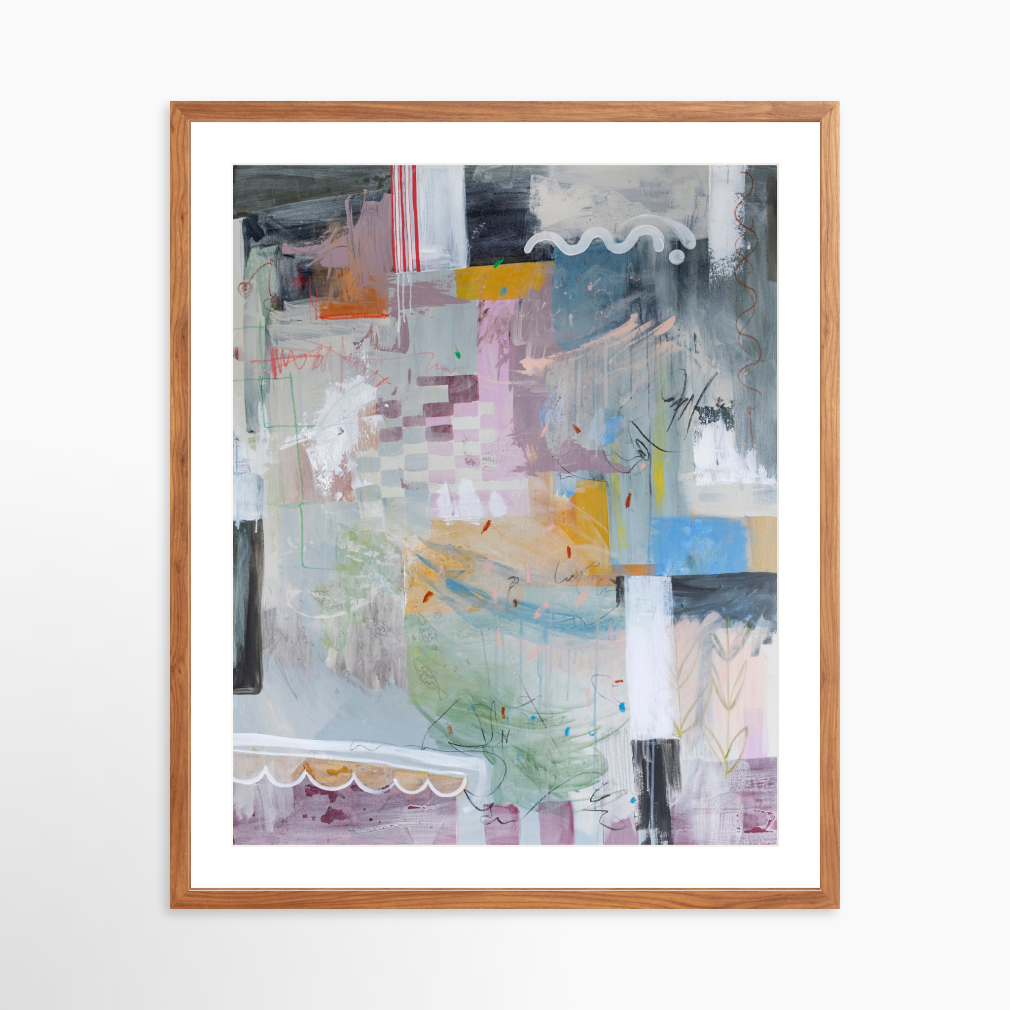 24x30 / Light Walnut Frame + White Mat