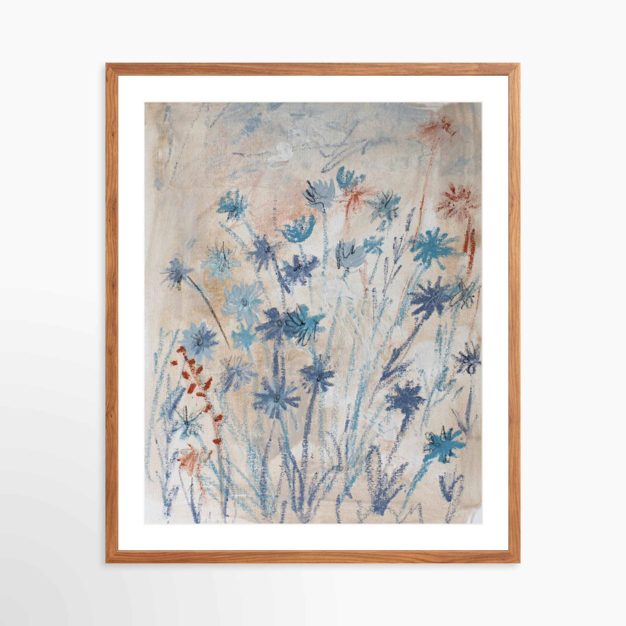 24x30 / Light Walnut Frame + White Mat