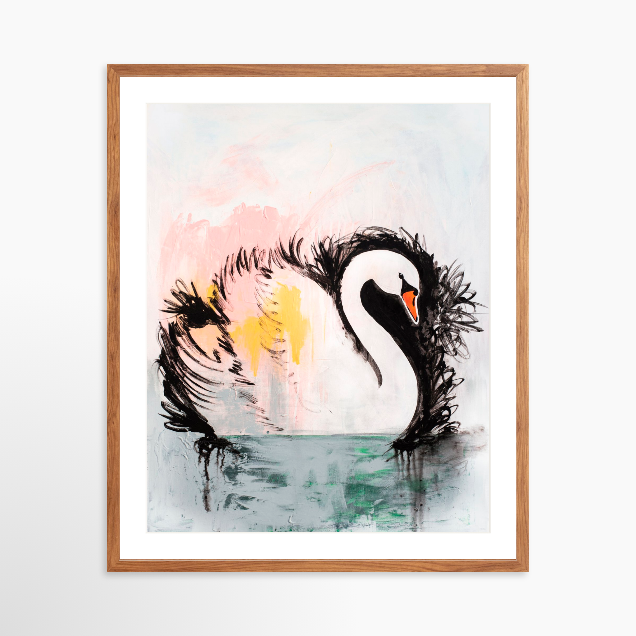 24x30 / Light Walnut Frame + White Mat